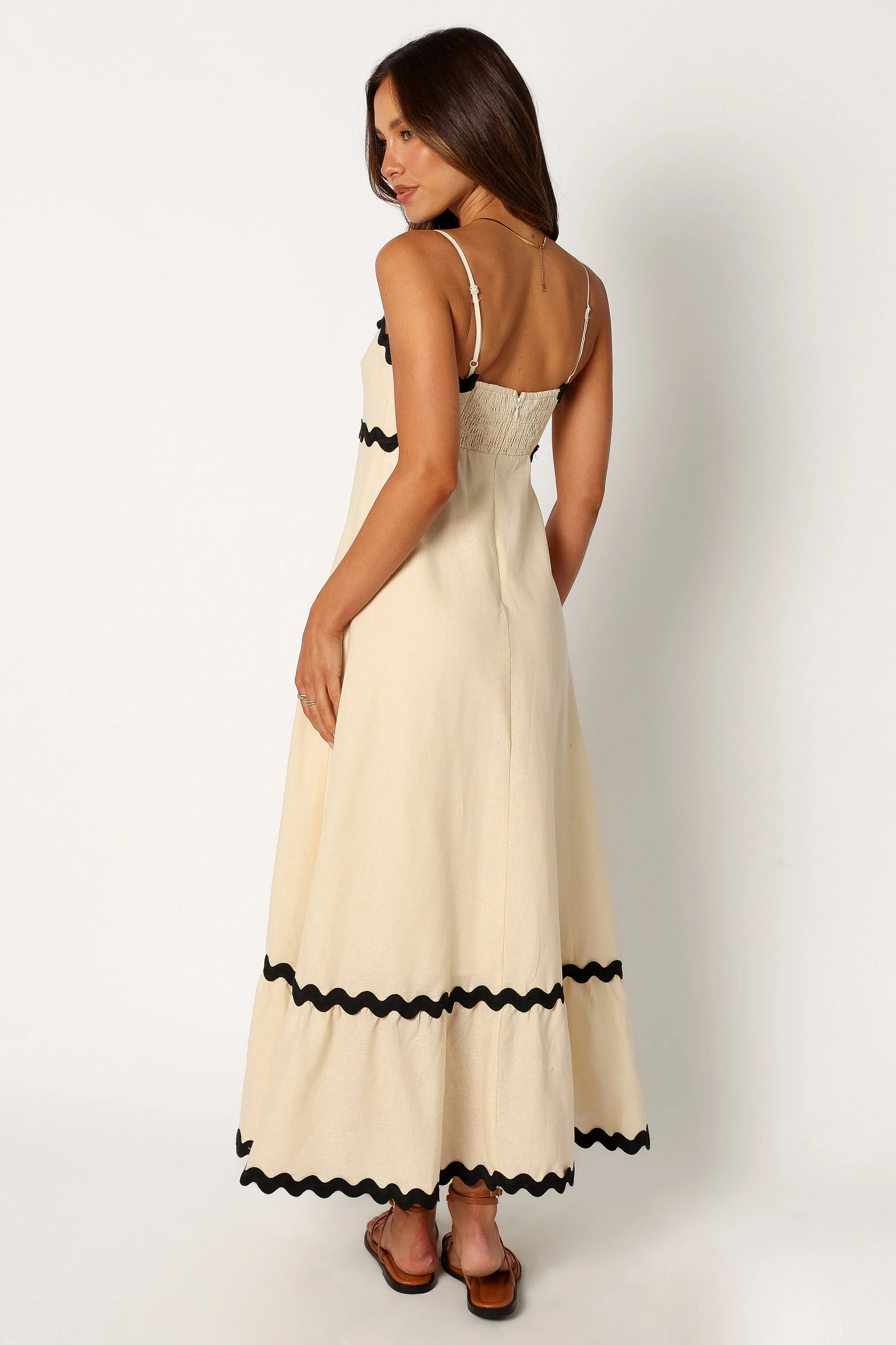 Yana Maxi Dress - Cream Black-Rgtroy