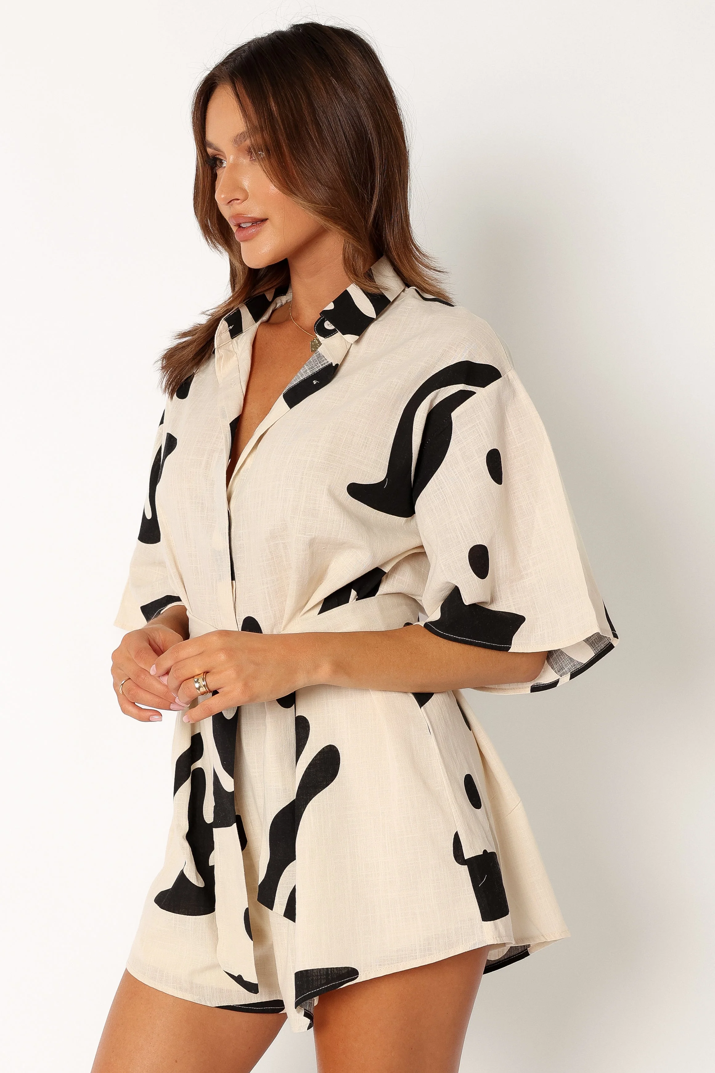 Kellie Romper - Beige Black-Rgtroy