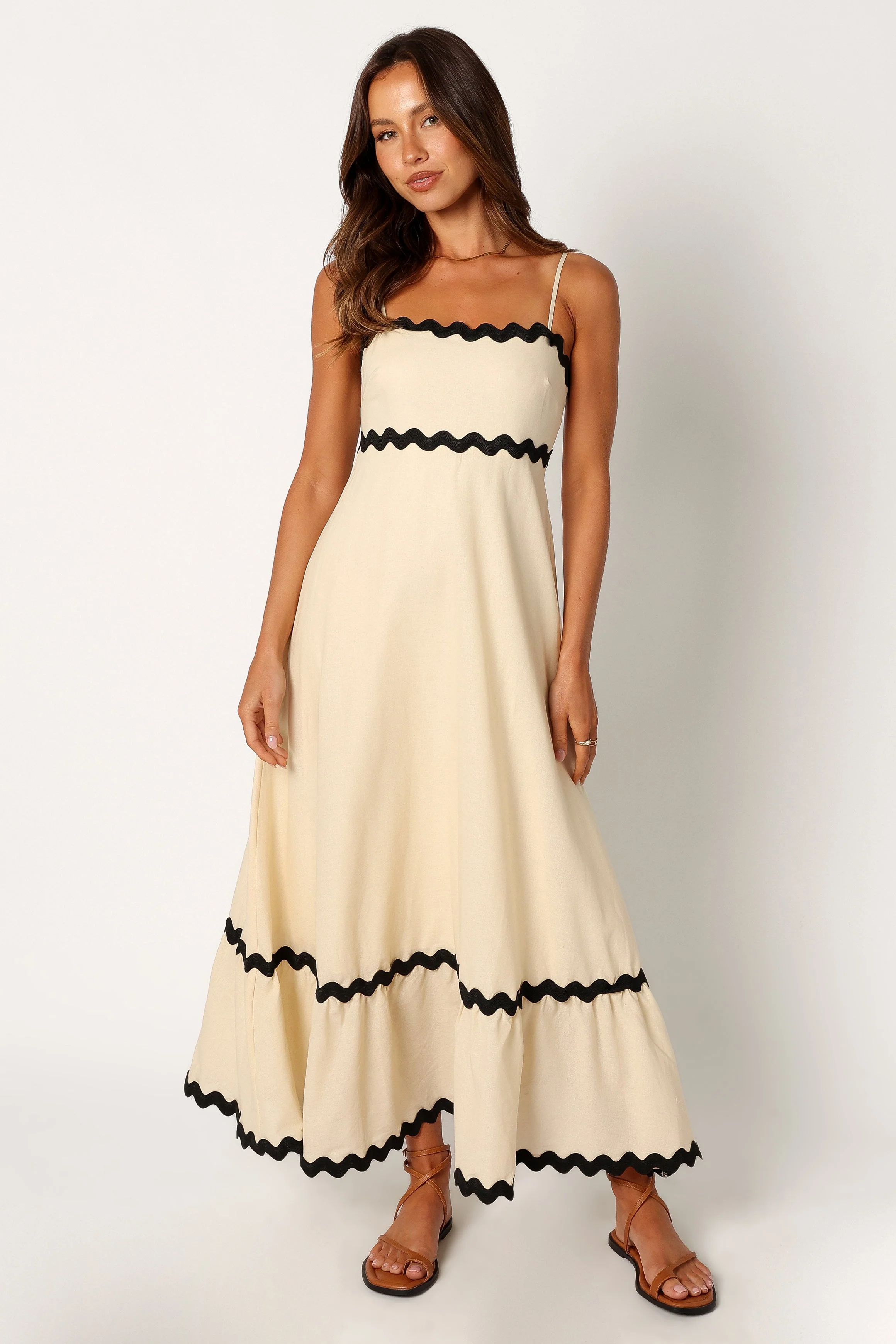 Yana Maxi Dress - Cream Black-Rgtroy