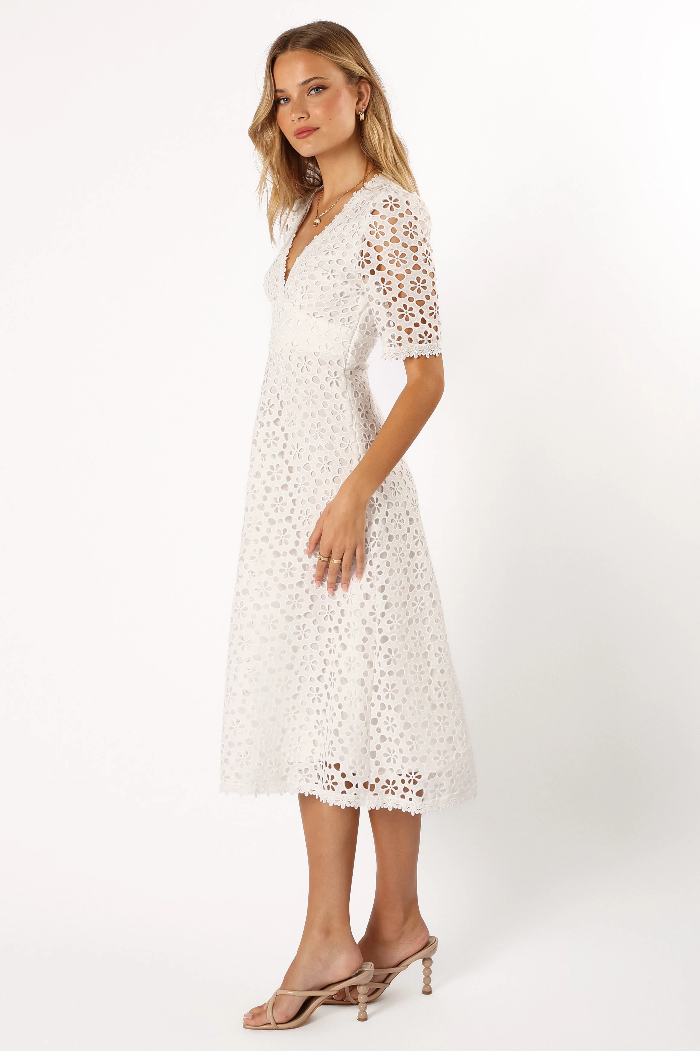 Camellia Midi Dress - White-Rgtroy