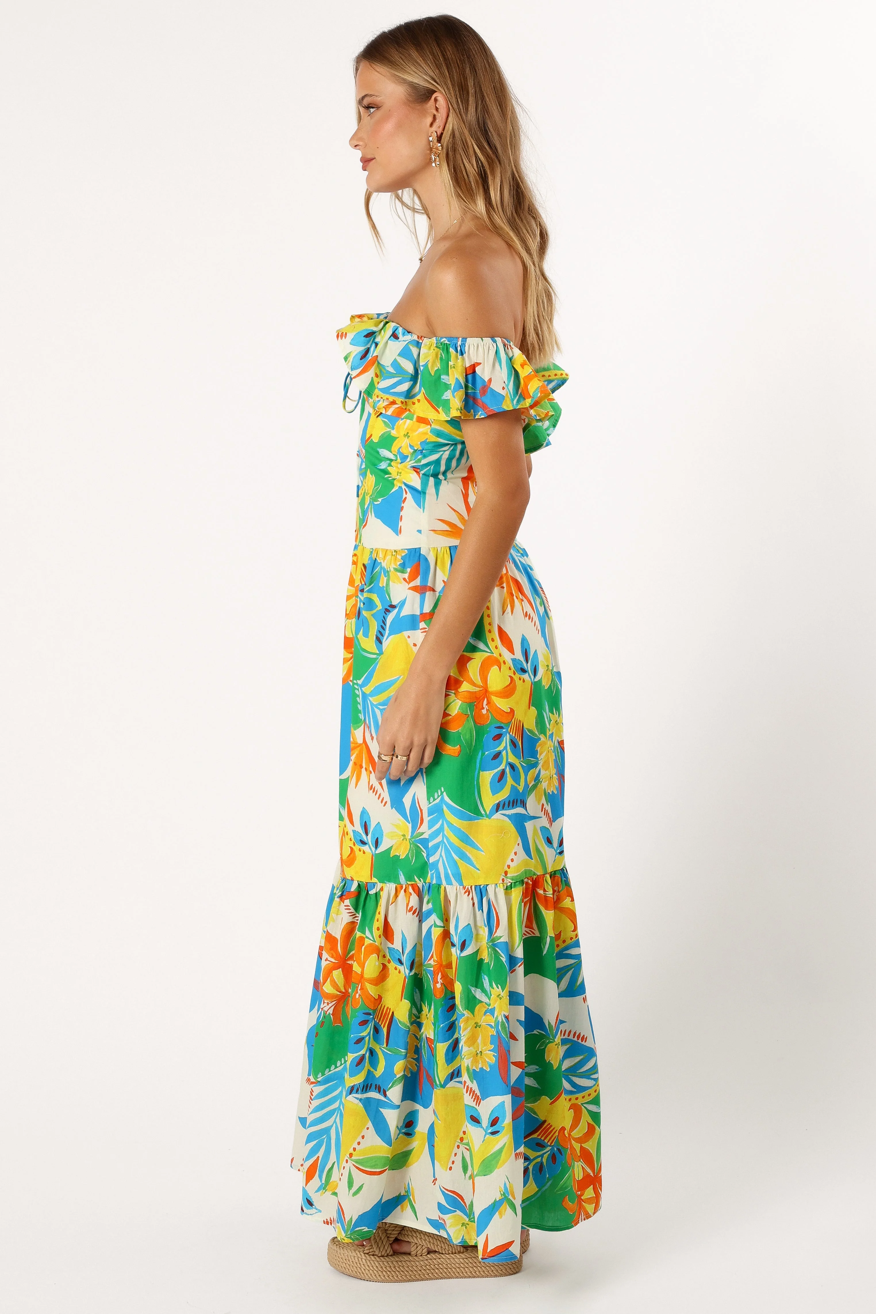 Harriet Off Shoulder Maxi Dress - Malta Print-Rgtroy