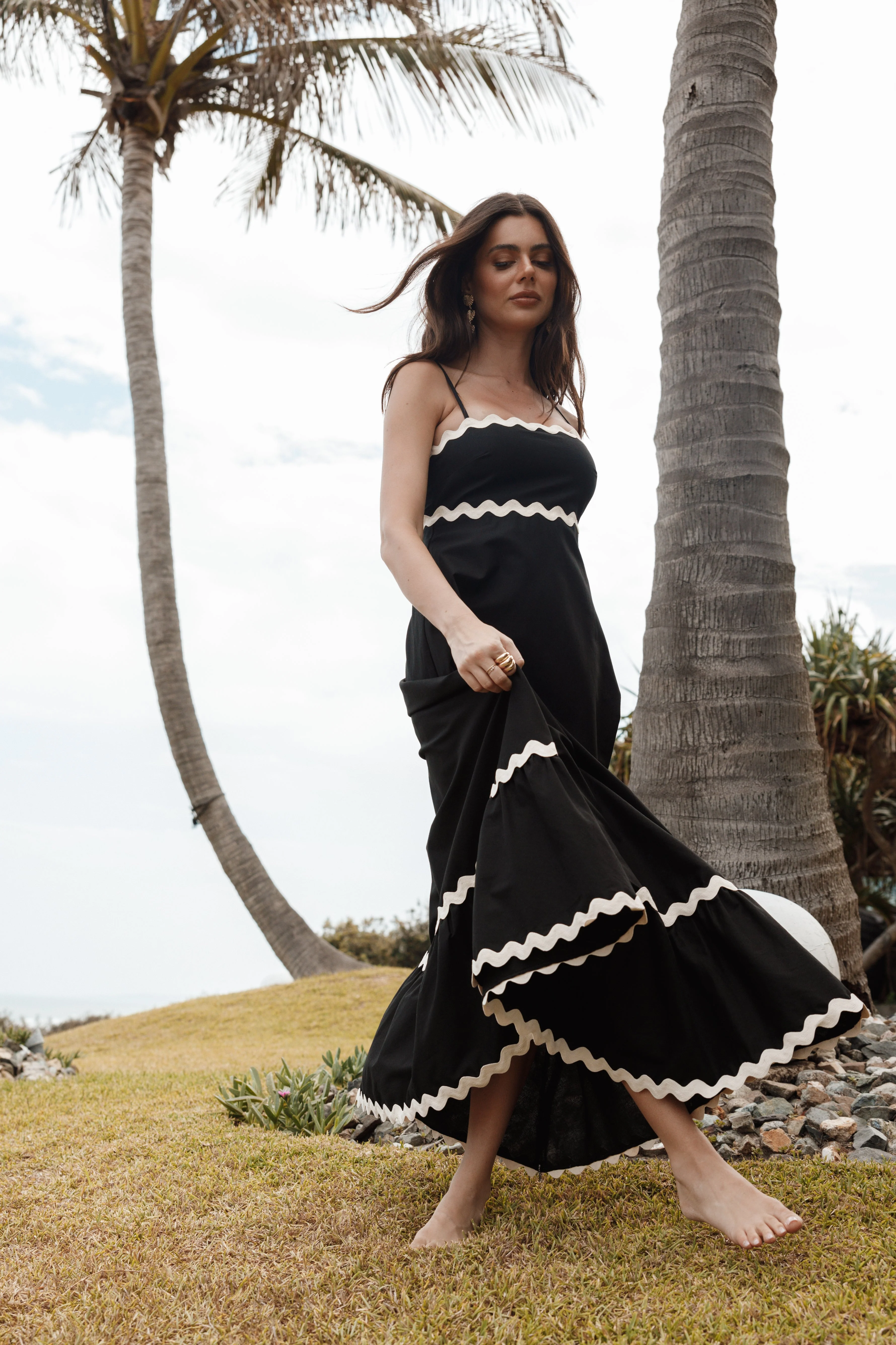 Yana Maxi Dress - Black Cream-Rgtroy