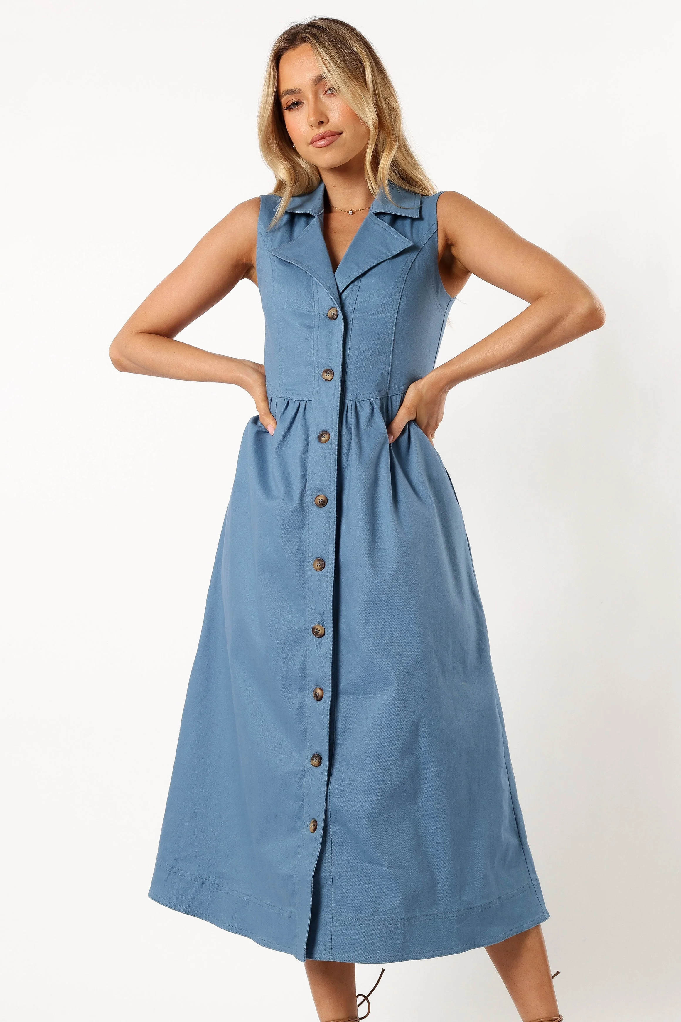 Sonja Midi Dress - Steel Blue-Rgtroy