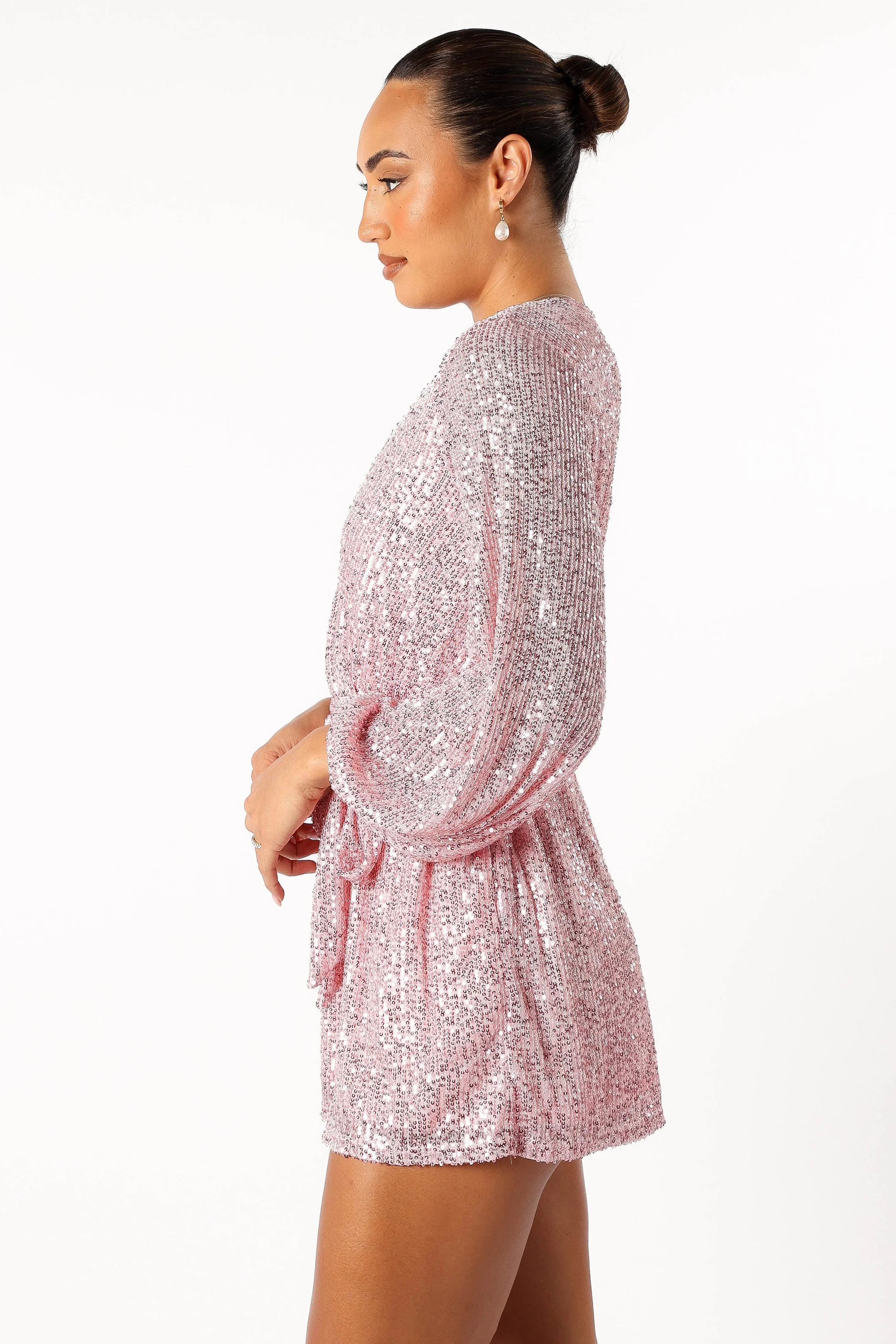 Monica Sequin Romper - Pink-Rgtroy