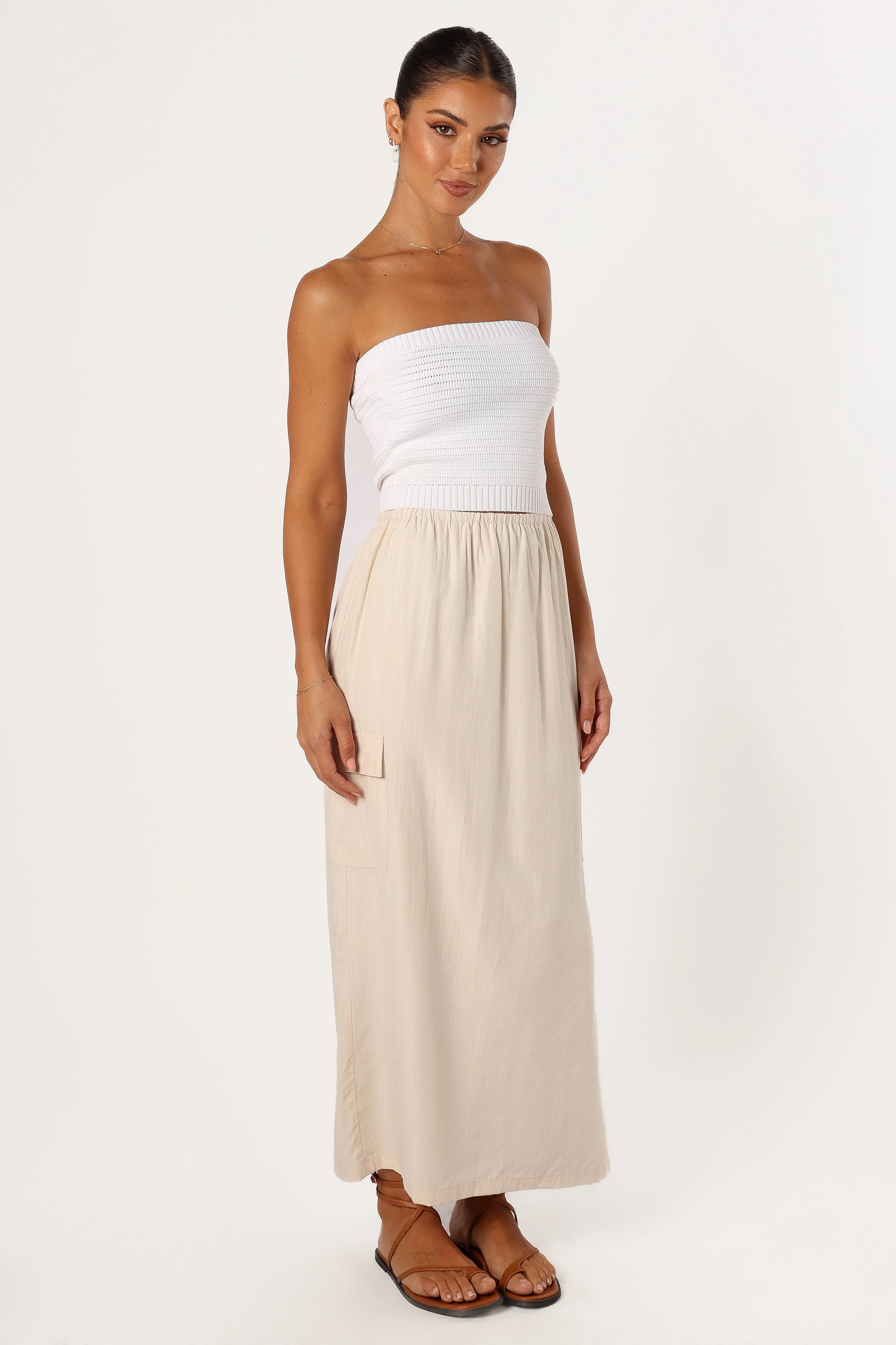 Picilo Long Midi Skirt - Stone-Rgtroy