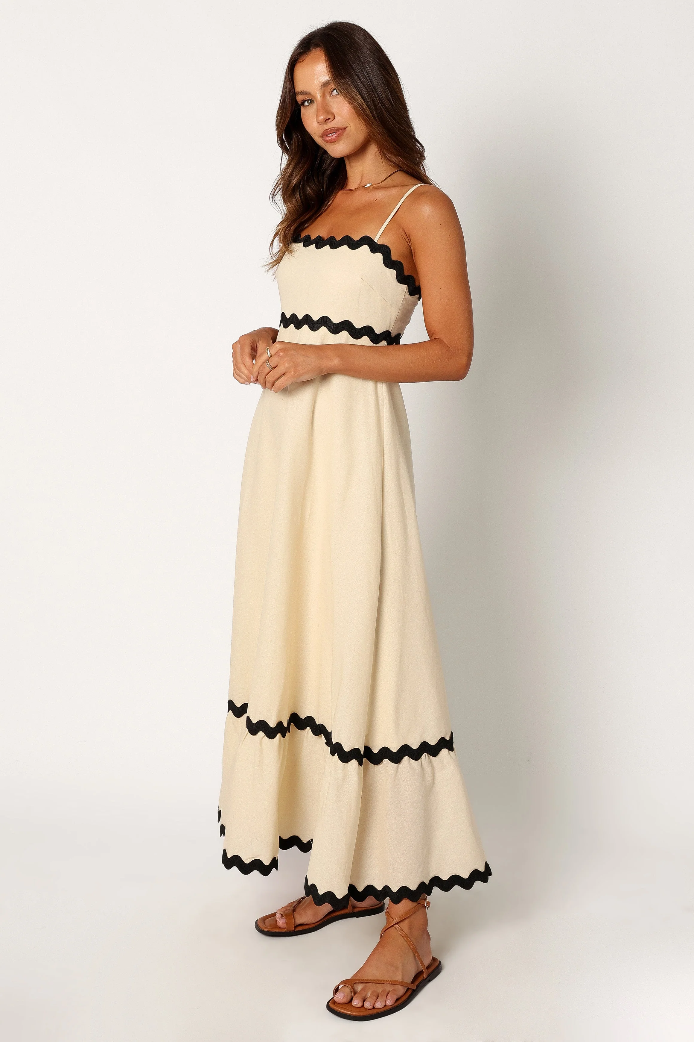 Yana Maxi Dress - Cream Black-Rgtroy