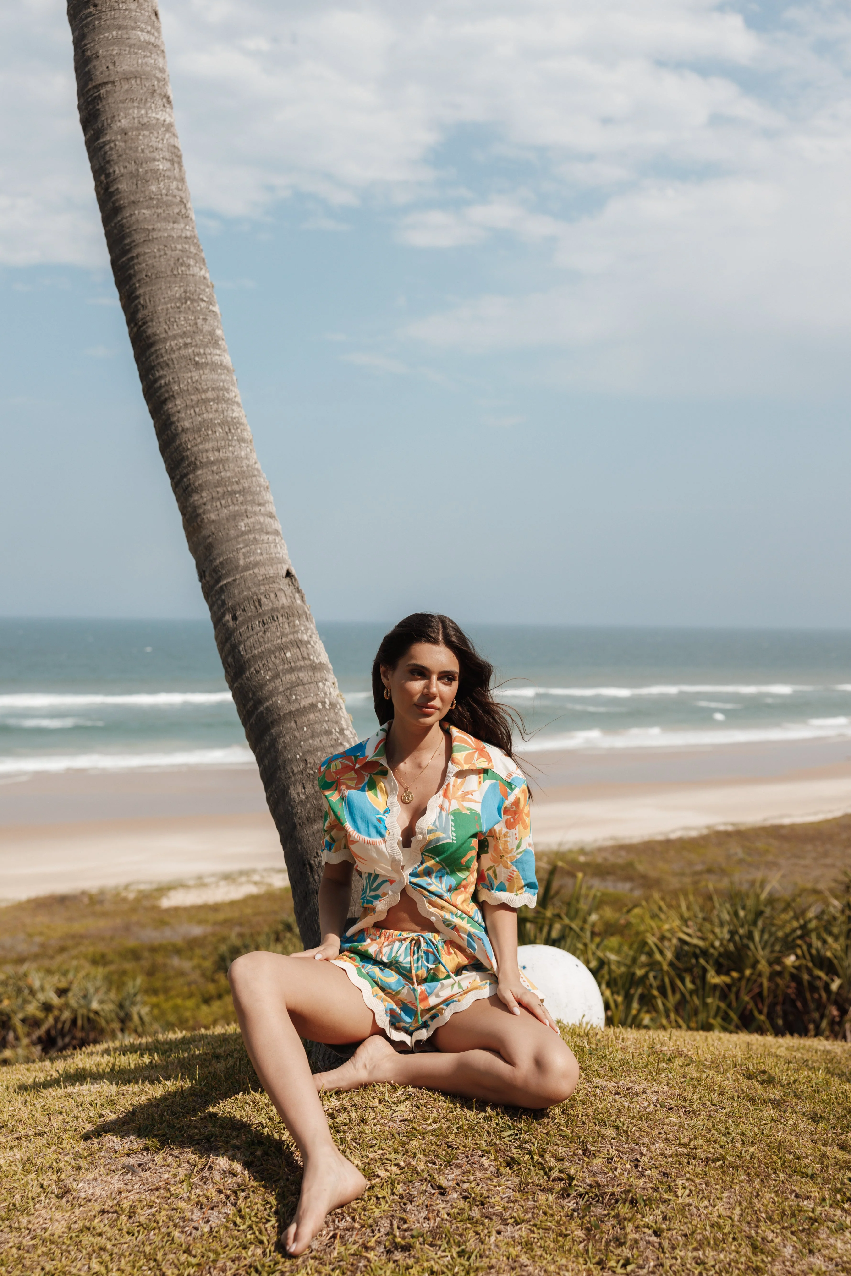 Harriet Button Down Top - Malta Print-Rgtroy