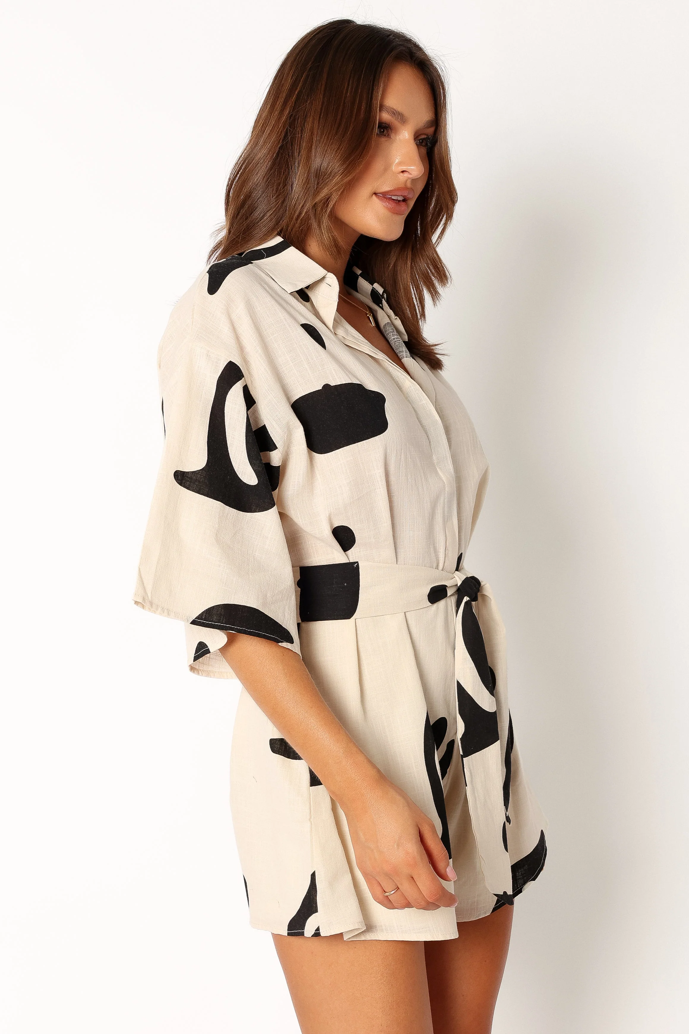 Kellie Romper - Beige Black-Rgtroy