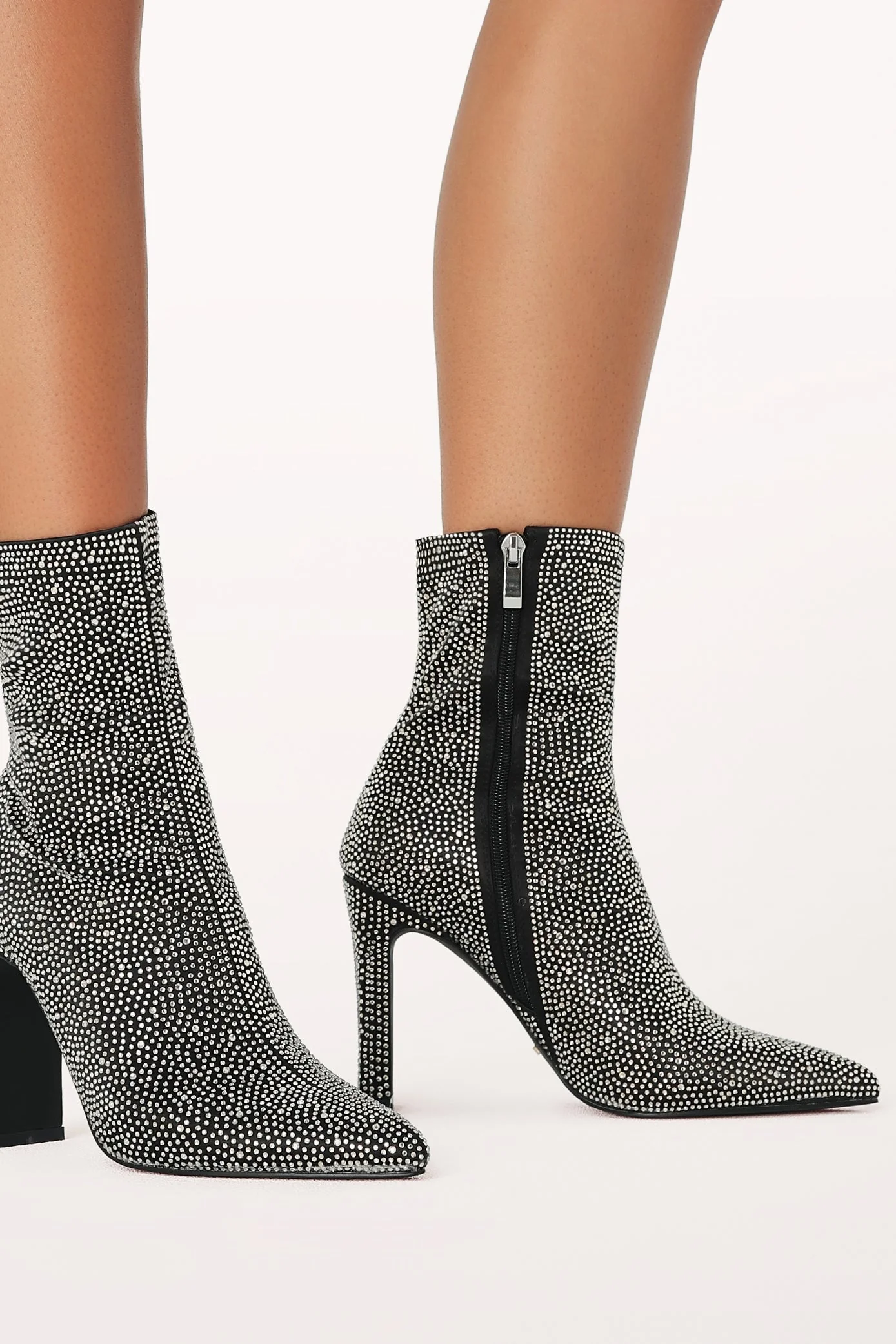 Brittany Ankle Boot - Black Rhinestone-Rgtroy