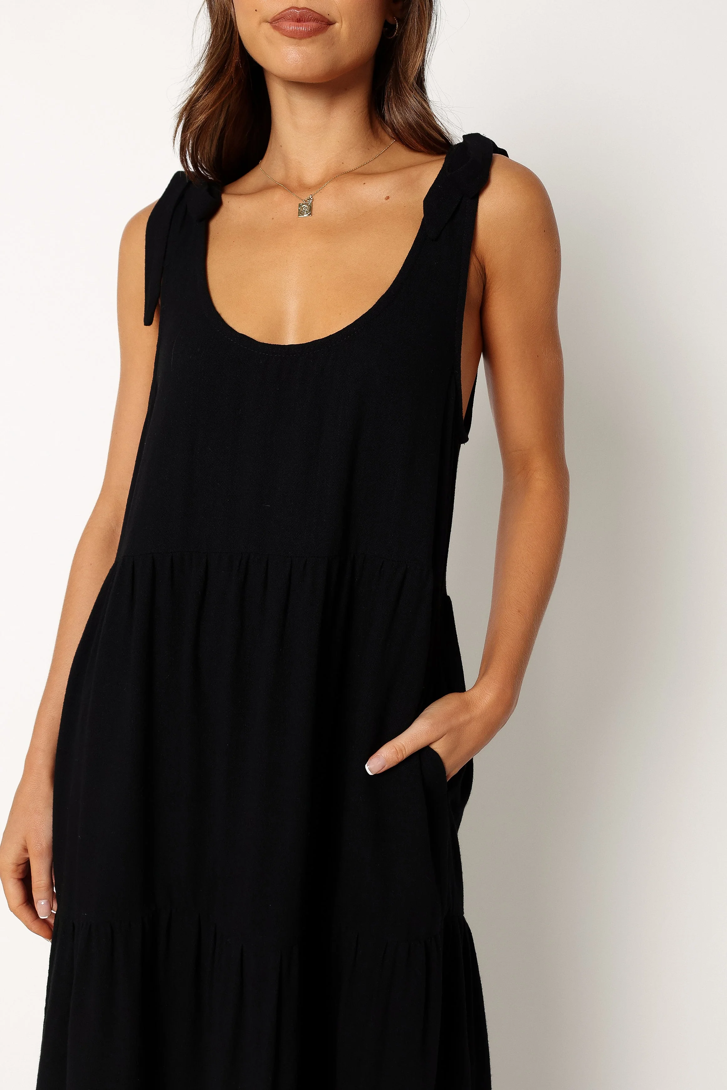 Marcy Midi Dress - Black-Rgtroy