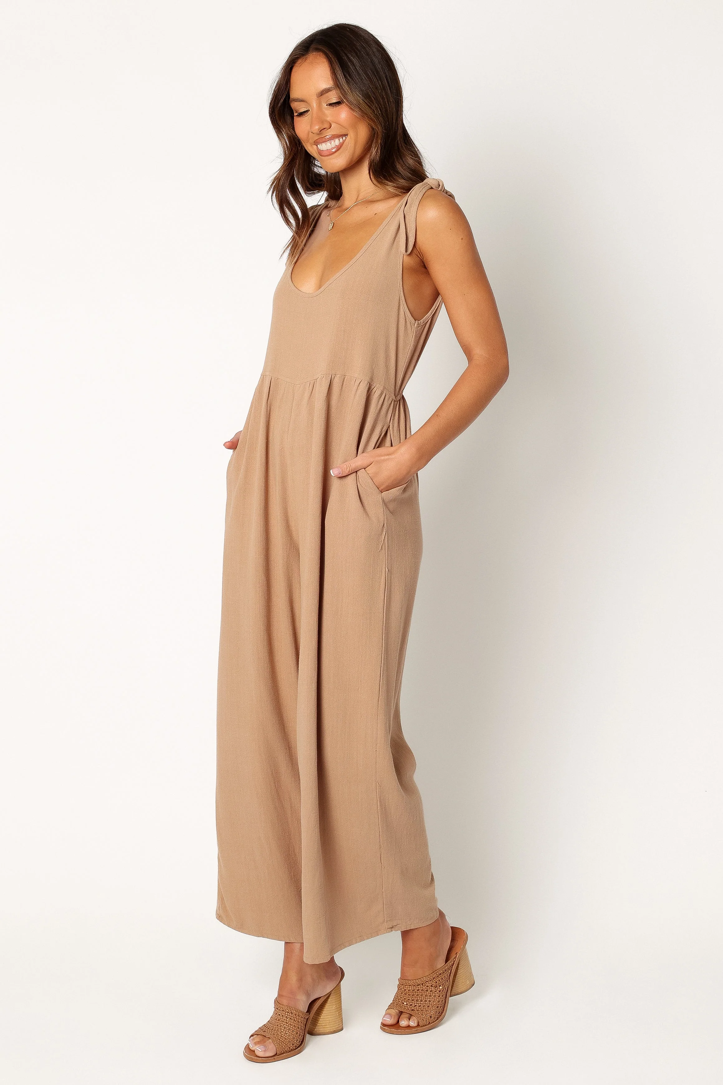 Ayla Linen Jumpsuit - Mocha-Rgtroy