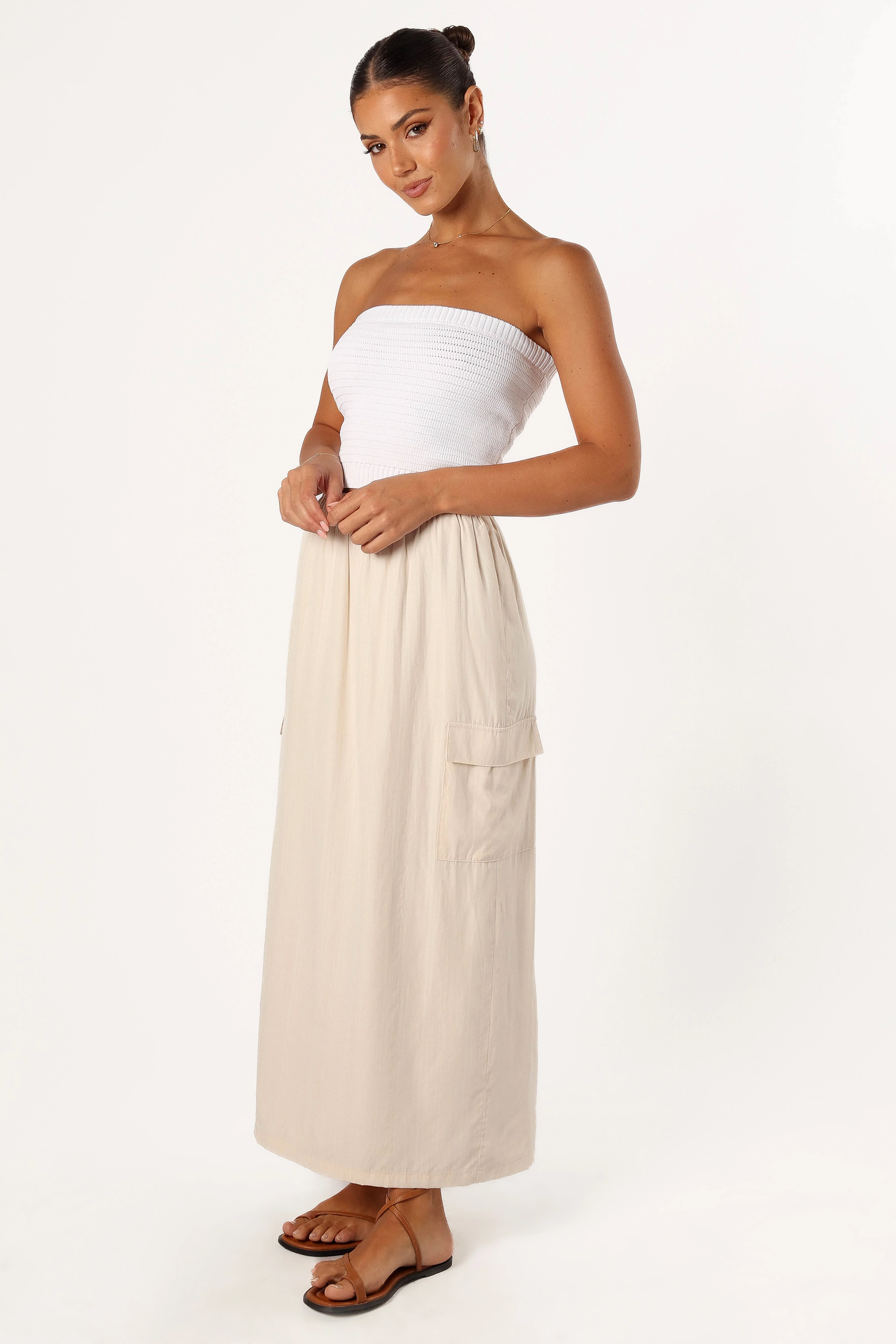 Picilo Long Midi Skirt - Stone-Rgtroy