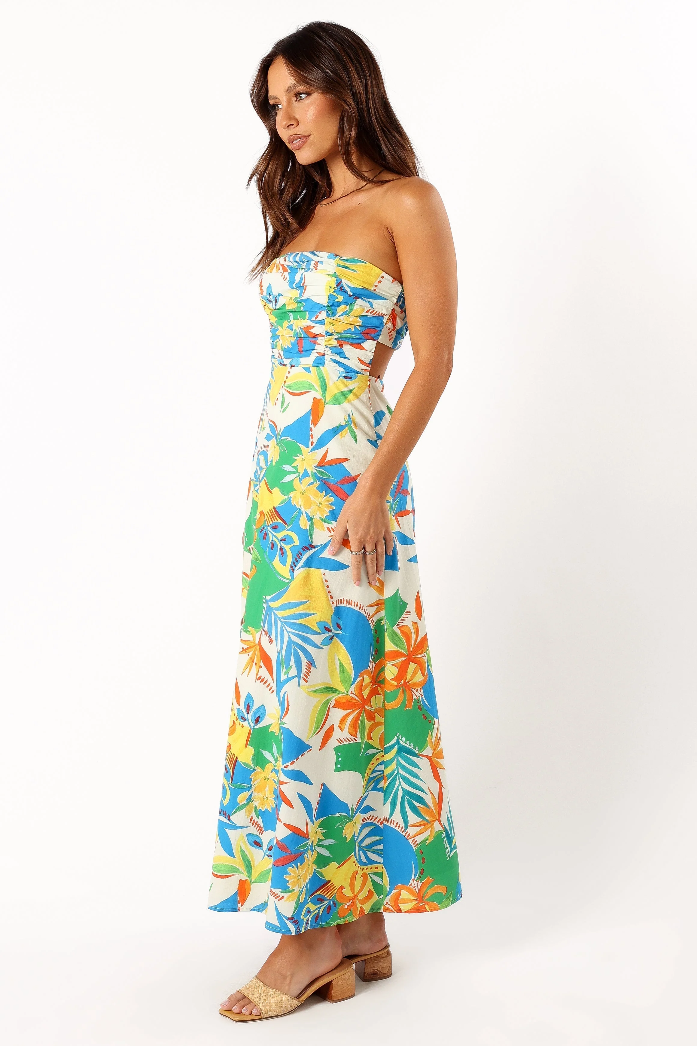 Harriet Strapless Midi Dress - Malta Print-Rgtroy