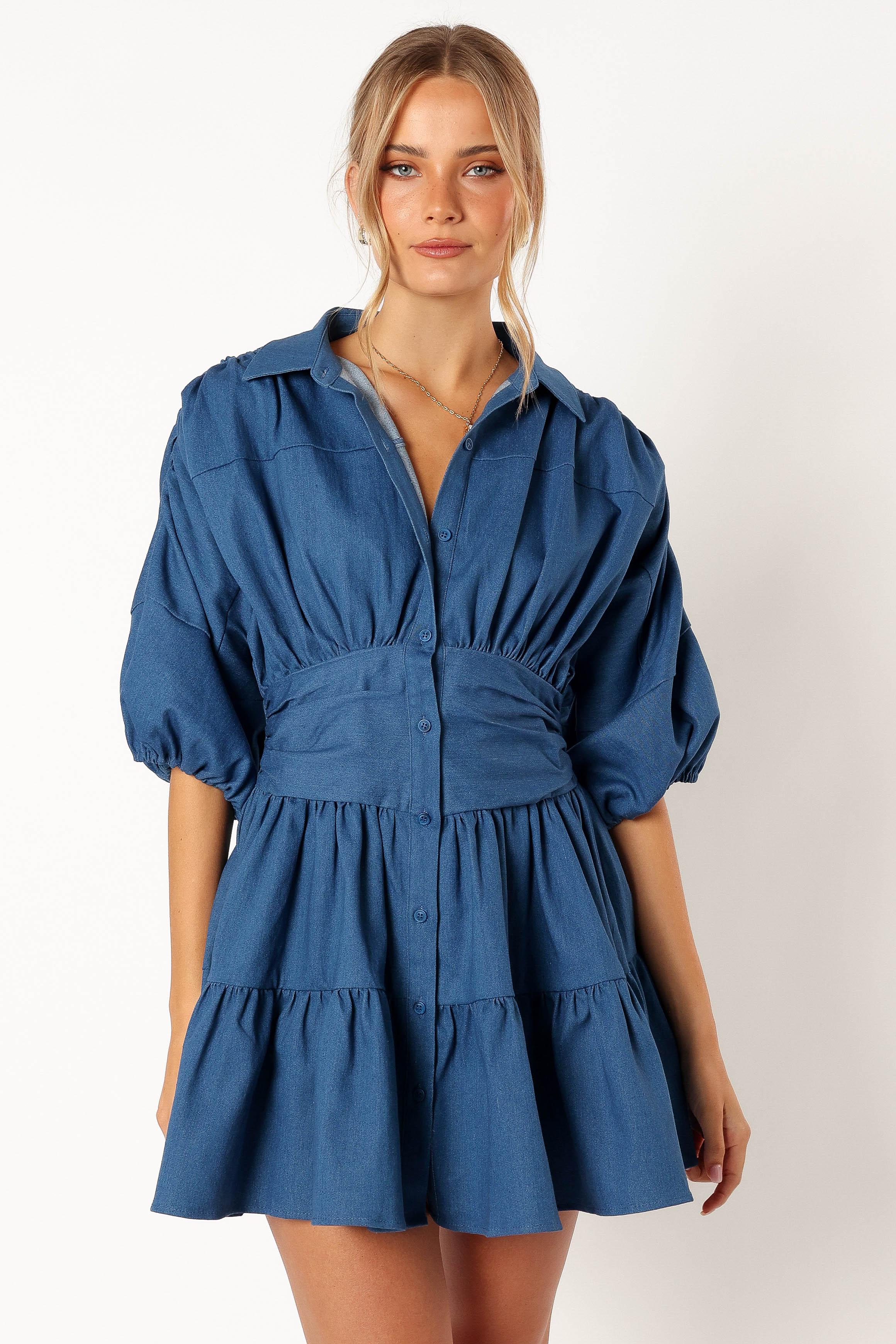 Francis Long Sleeve Mini Dress - Blue Denim-Rgtroy