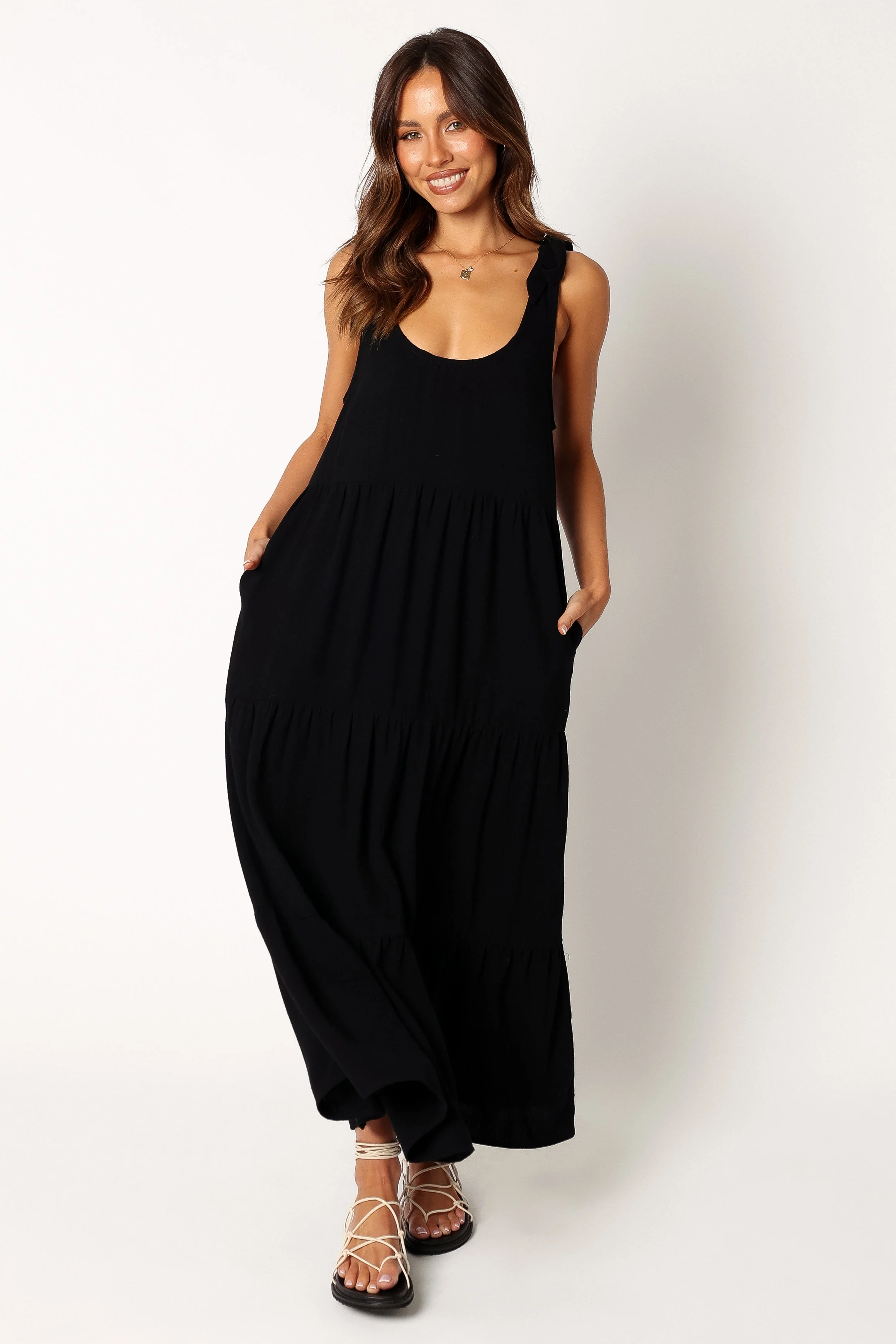 Marcy Midi Dress - Black-Rgtroy