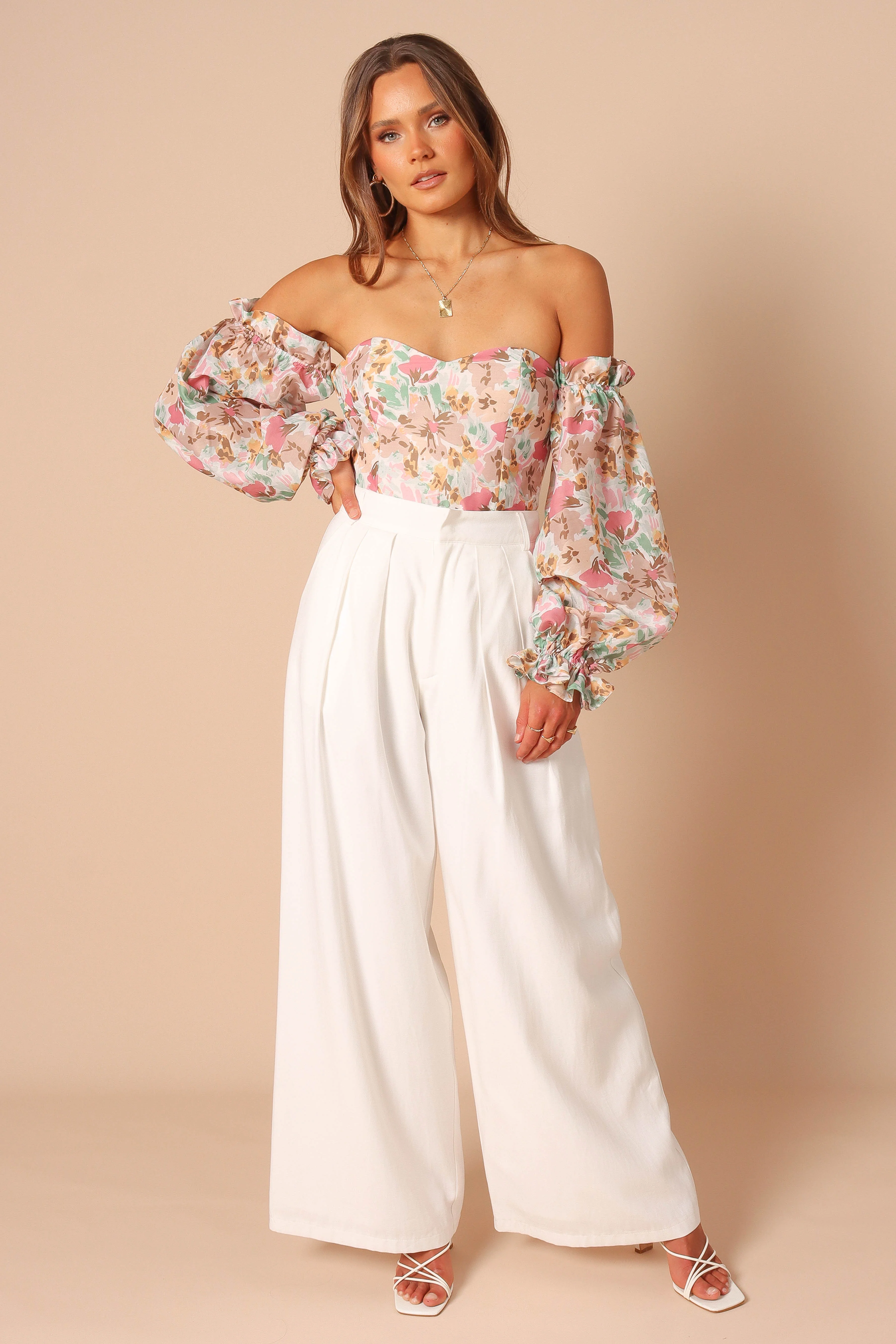 Acantha Bodysuit - Beige Floral-Rgtroy