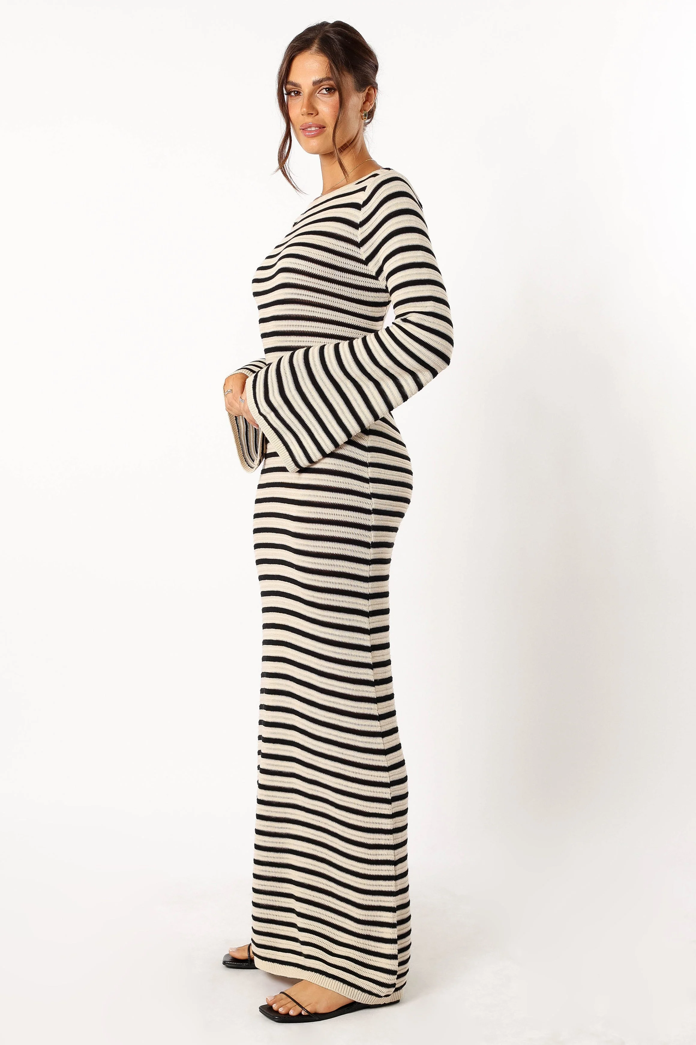 Cherie Knit Maxi Dress - Sand Black-Rgtroy