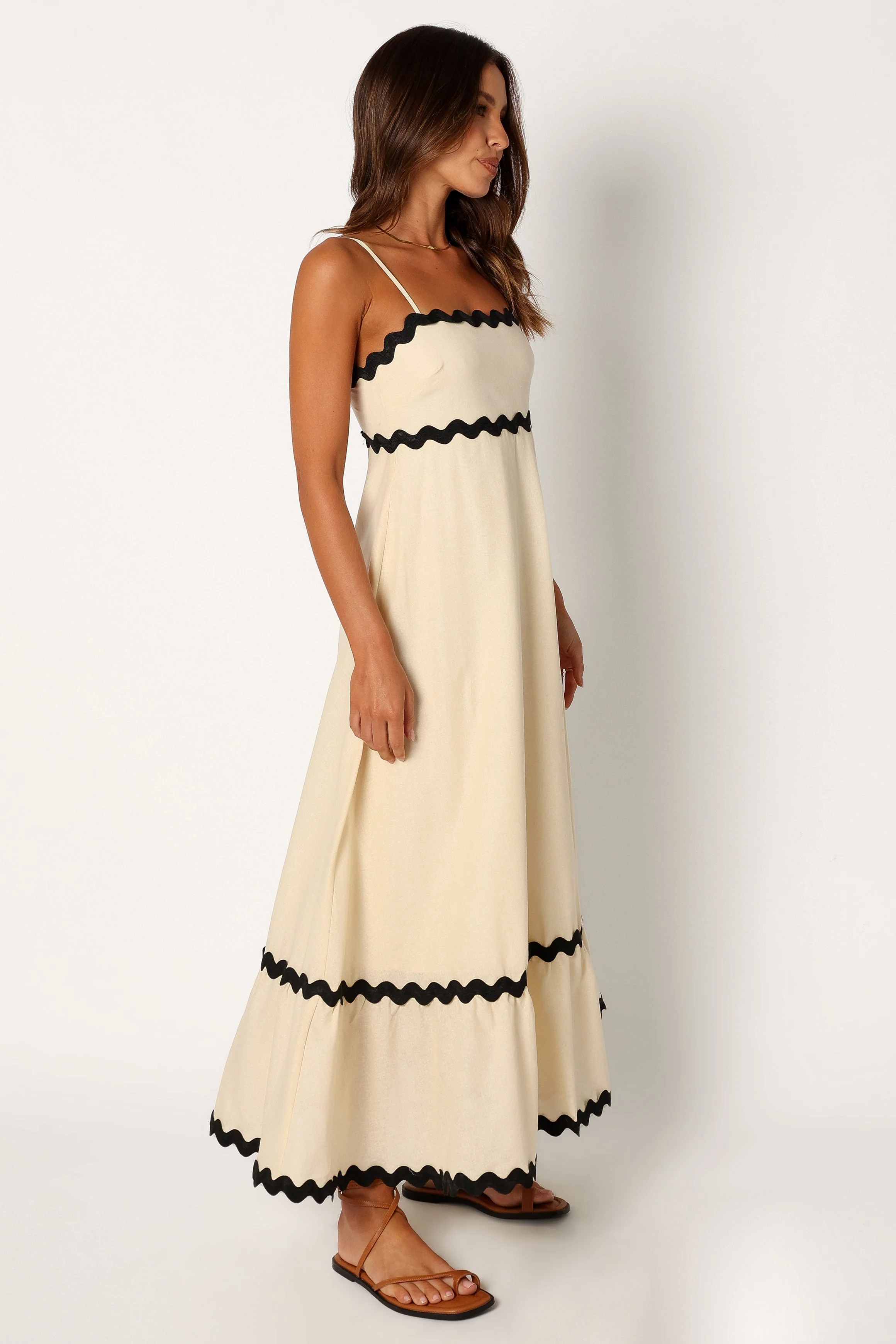 Yana Maxi Dress - Cream Black-Rgtroy