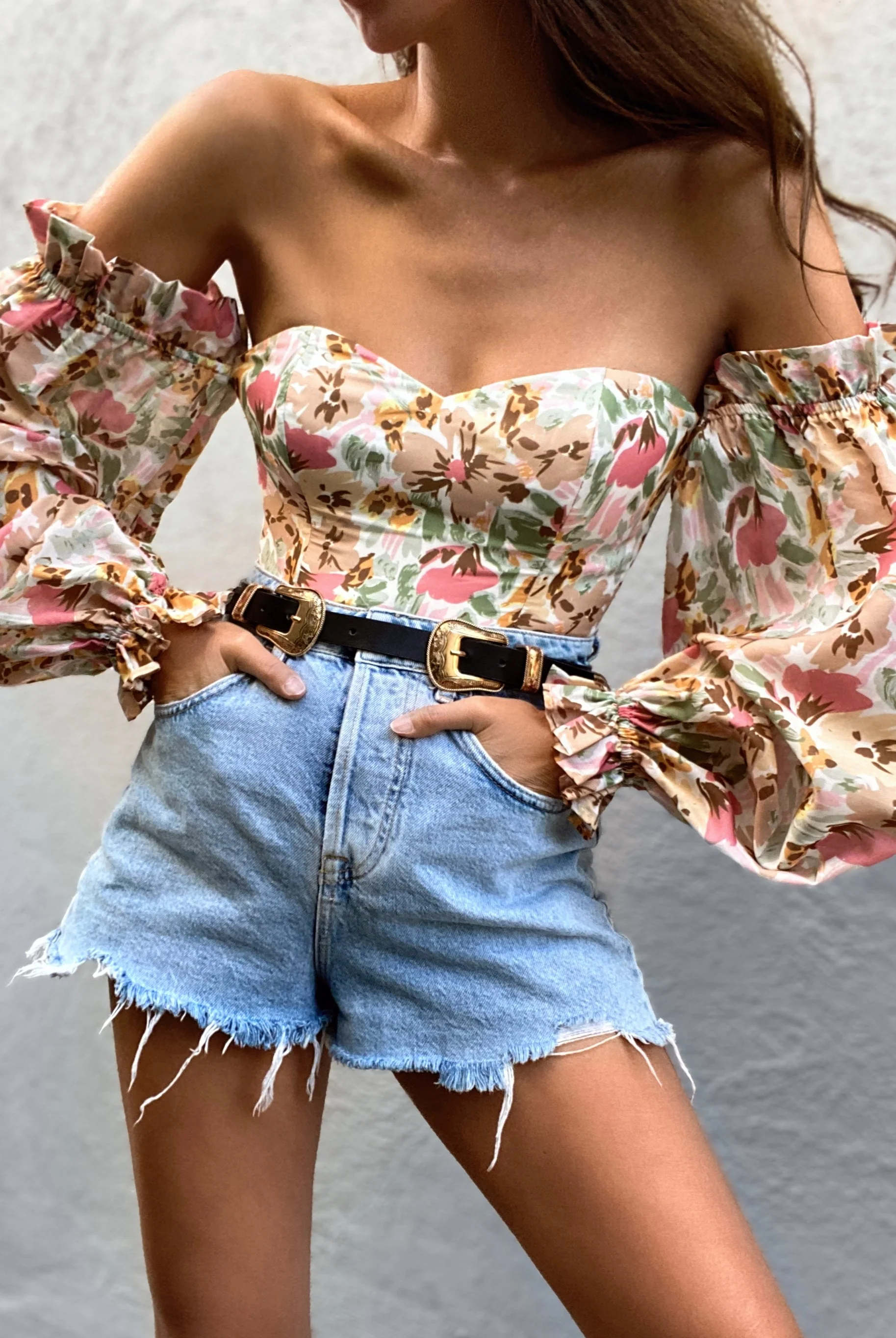 Acantha Bodysuit - Beige Floral-Rgtroy