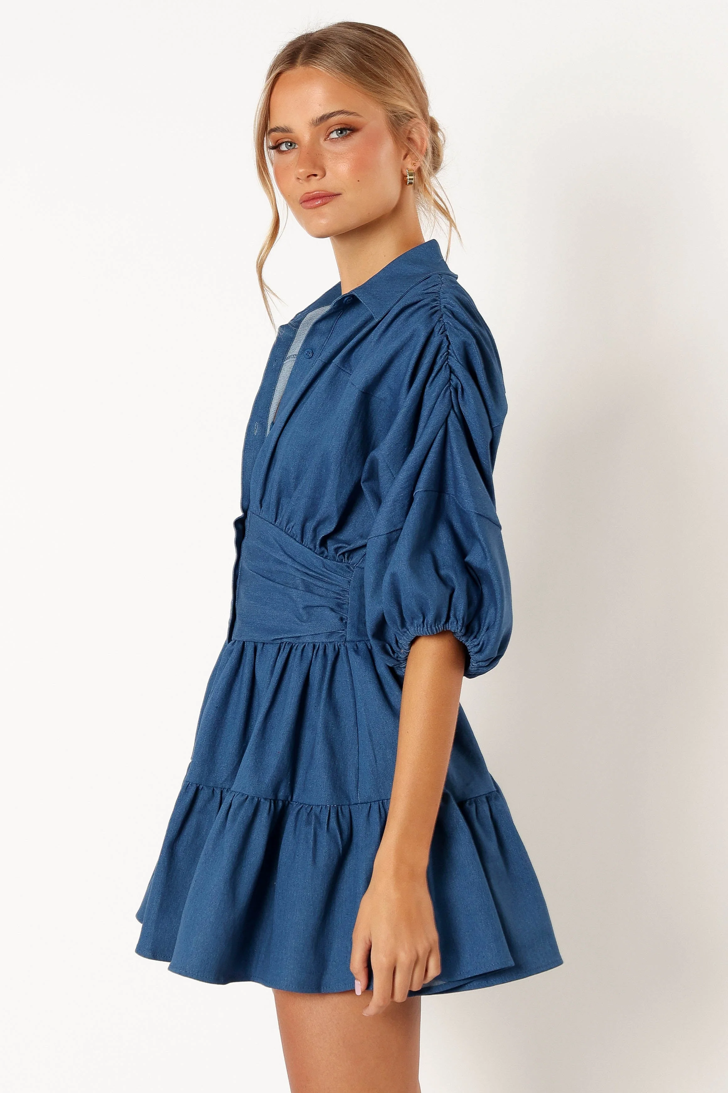 Francis Long Sleeve Mini Dress - Blue Denim-Rgtroy