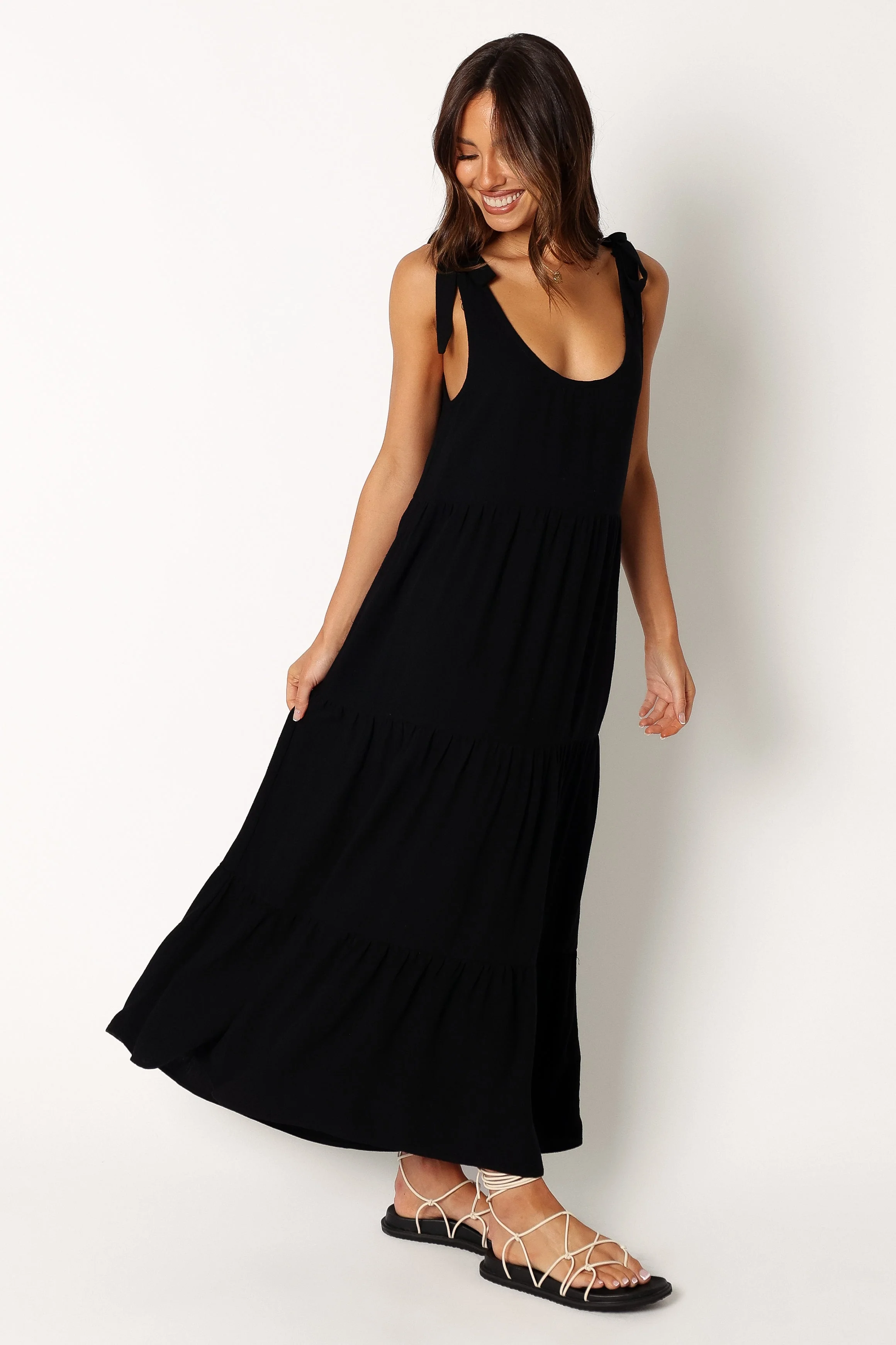 Marcy Midi Dress - Black-Rgtroy