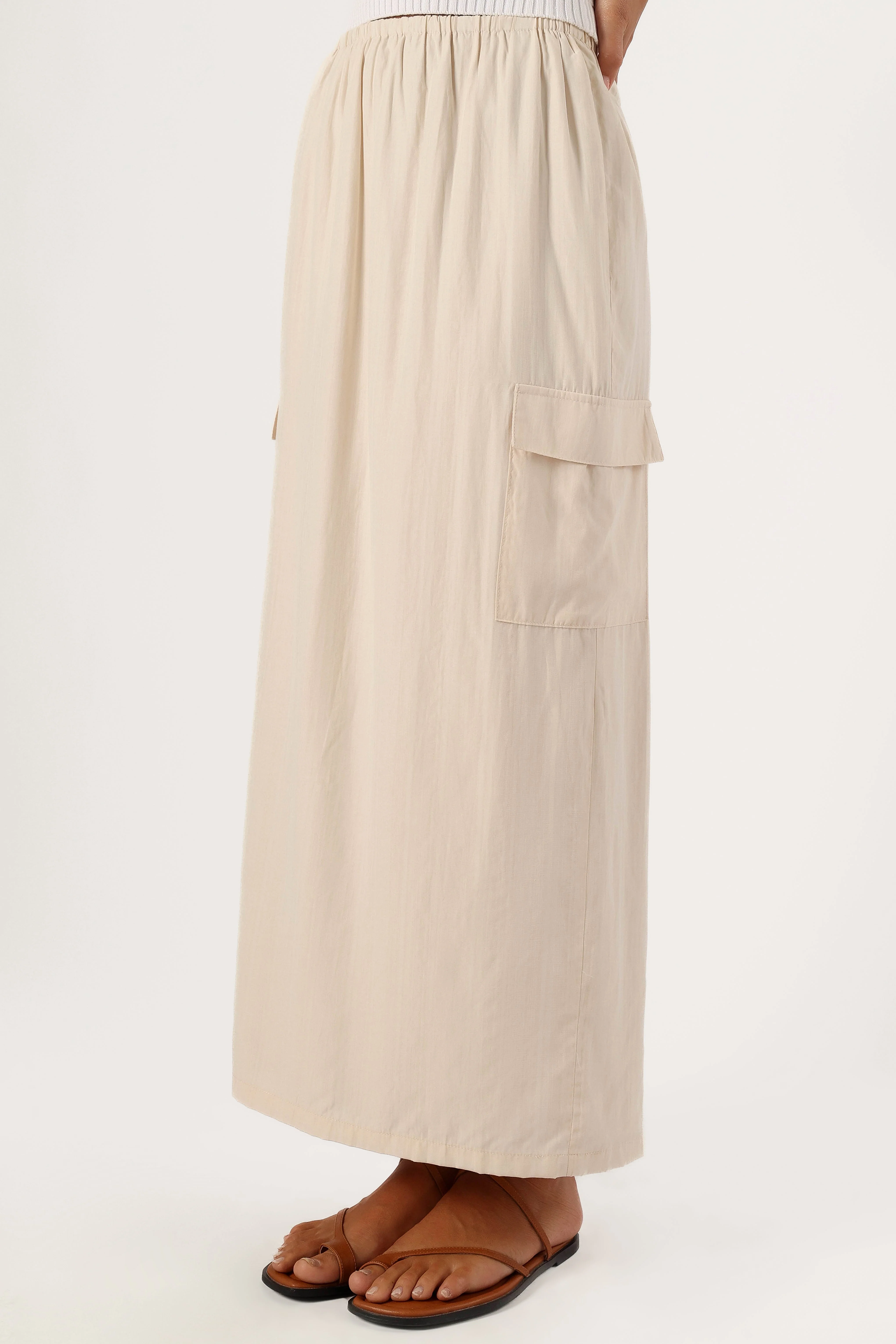 Picilo Long Midi Skirt - Stone-Rgtroy