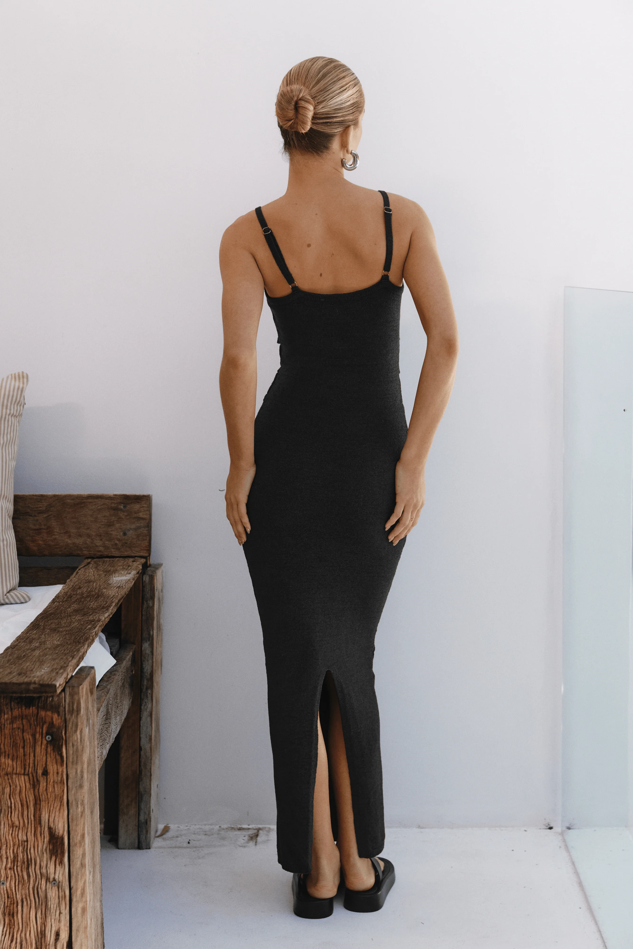 Normani Midi Dress - Black-Rgtroy