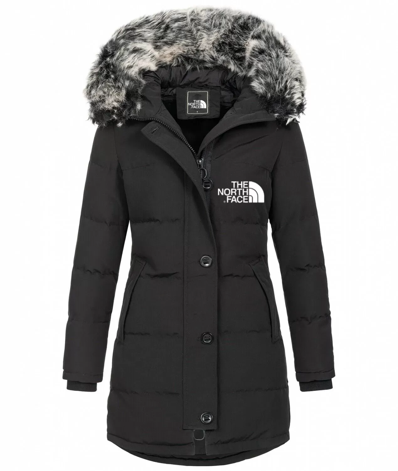 Fashion ladies parka coat with fur collar