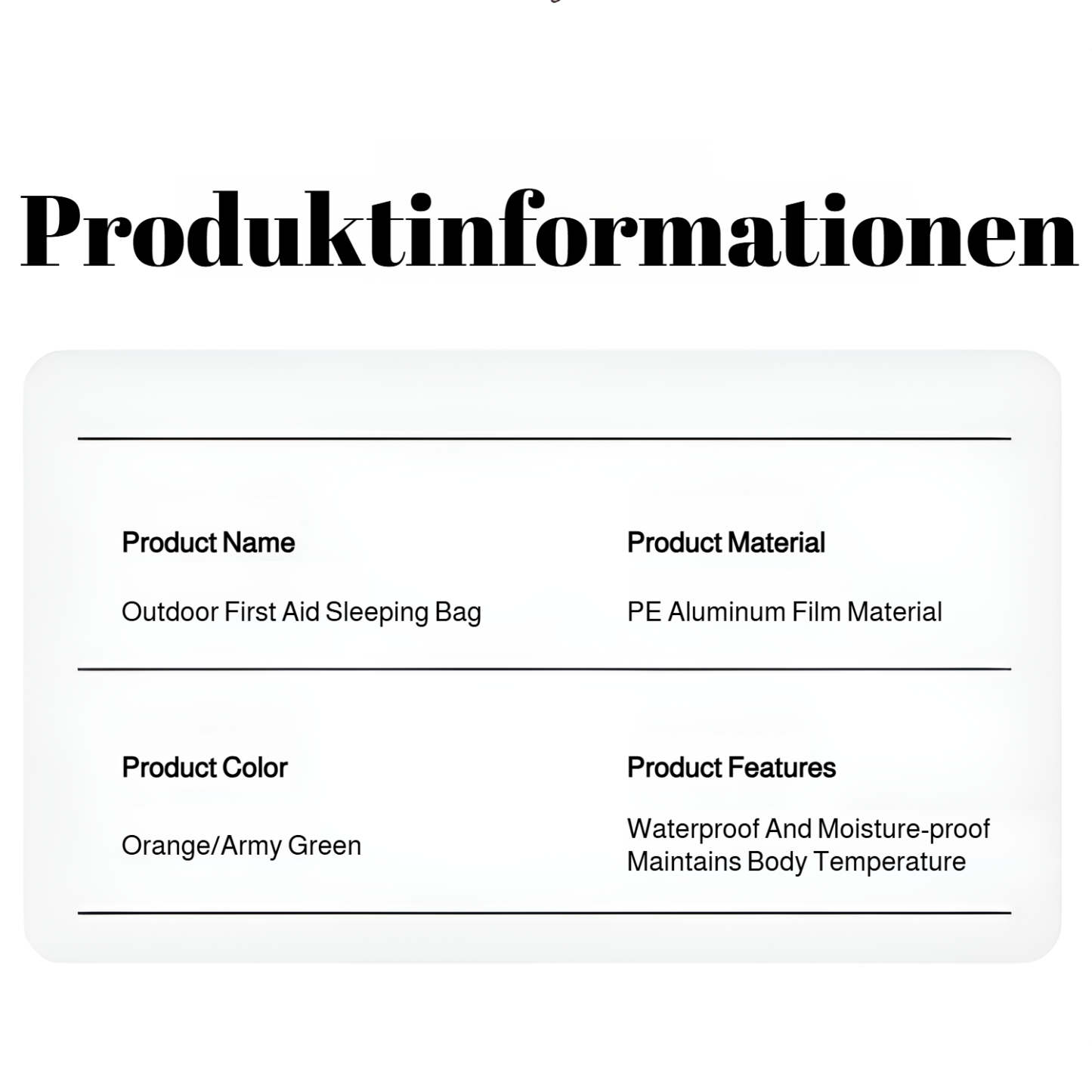 Isolierende Rettungsdecke gegen Kälte und Nässe
