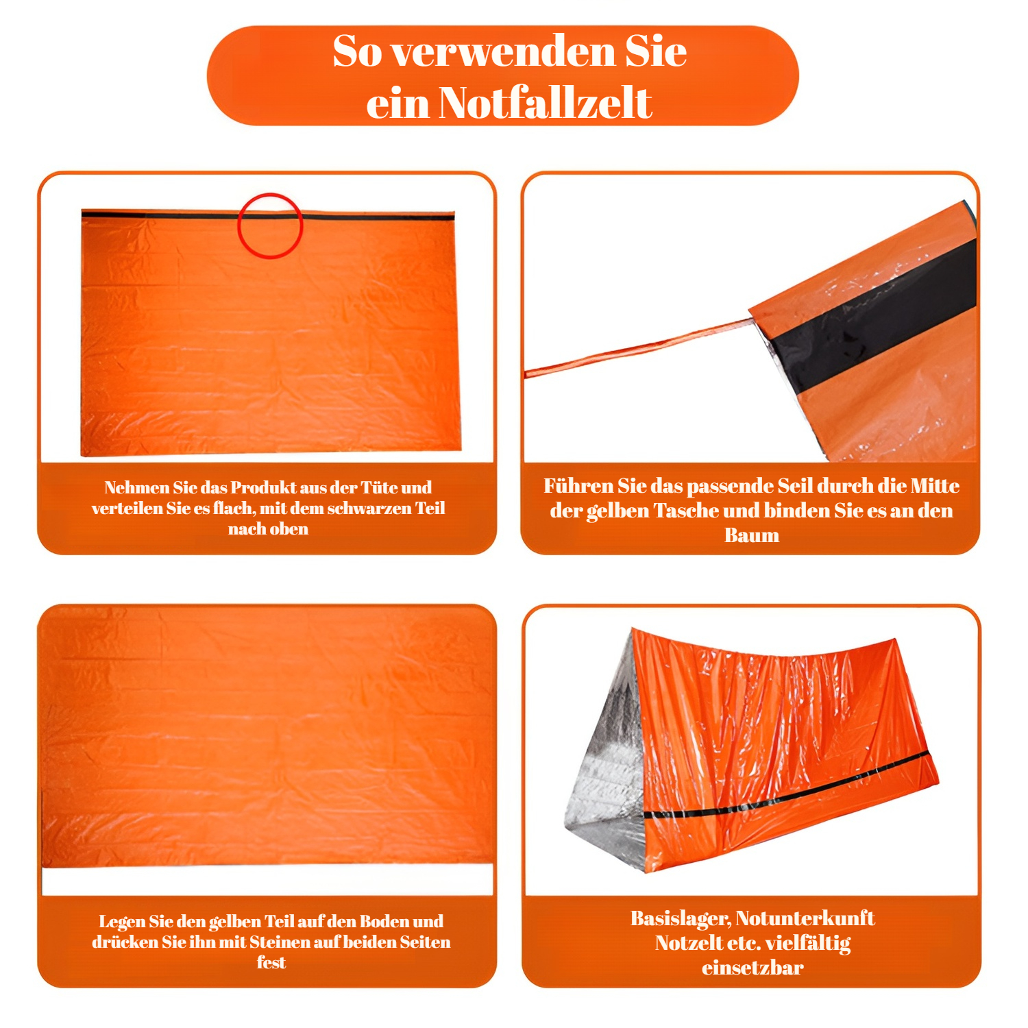 Isolierende Rettungsdecke gegen Kälte und Nässe