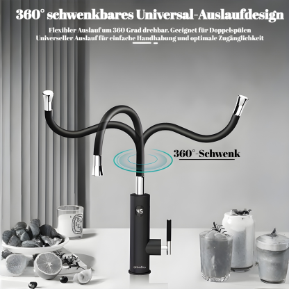 Elektrischer Wasserhahn mit Digitalanzeige aus Edelstahl