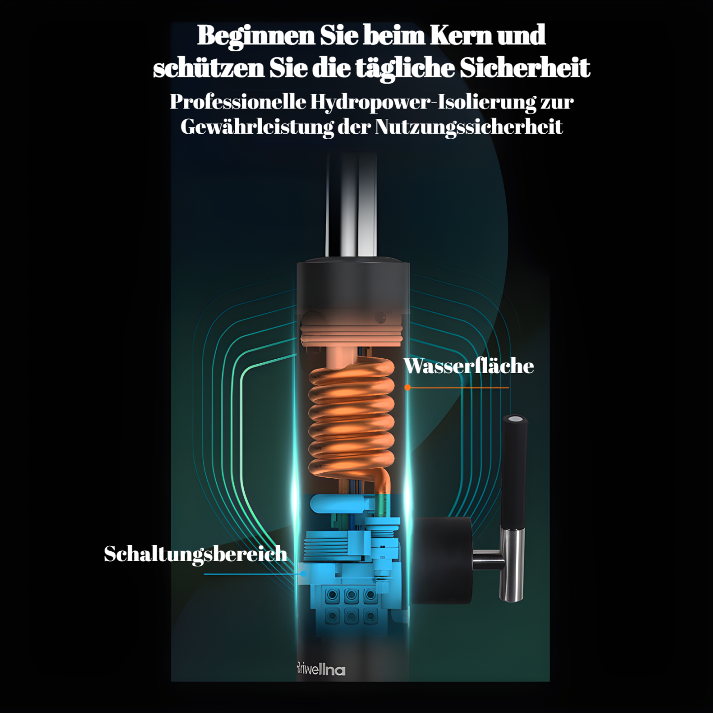 Elektrischer Wasserhahn mit Digitalanzeige aus Edelstahl