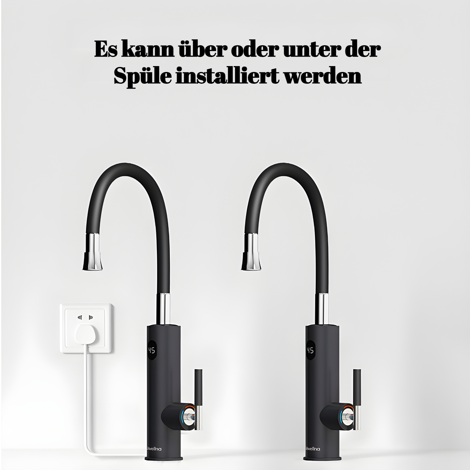 Elektrischer Wasserhahn mit Digitalanzeige aus Edelstahl