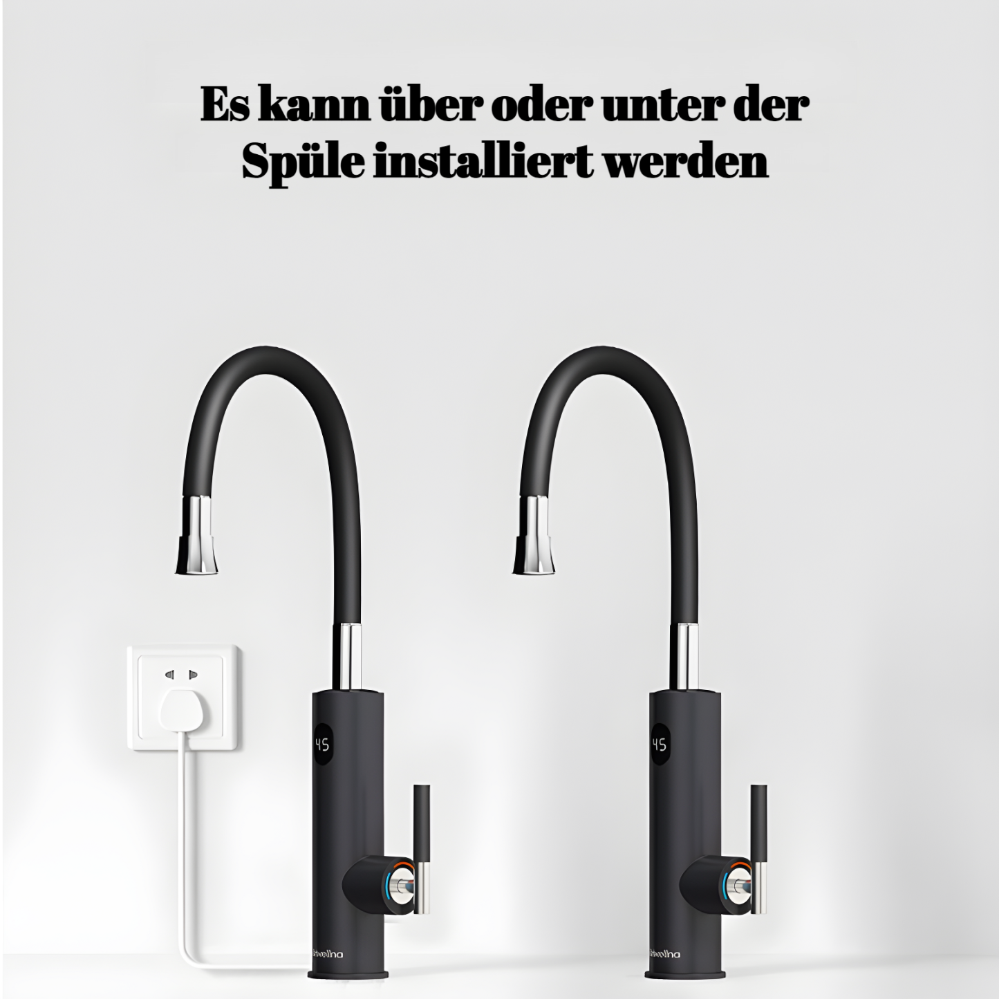 Elektrischer Wasserhahn mit Digitalanzeige aus Edelstahl