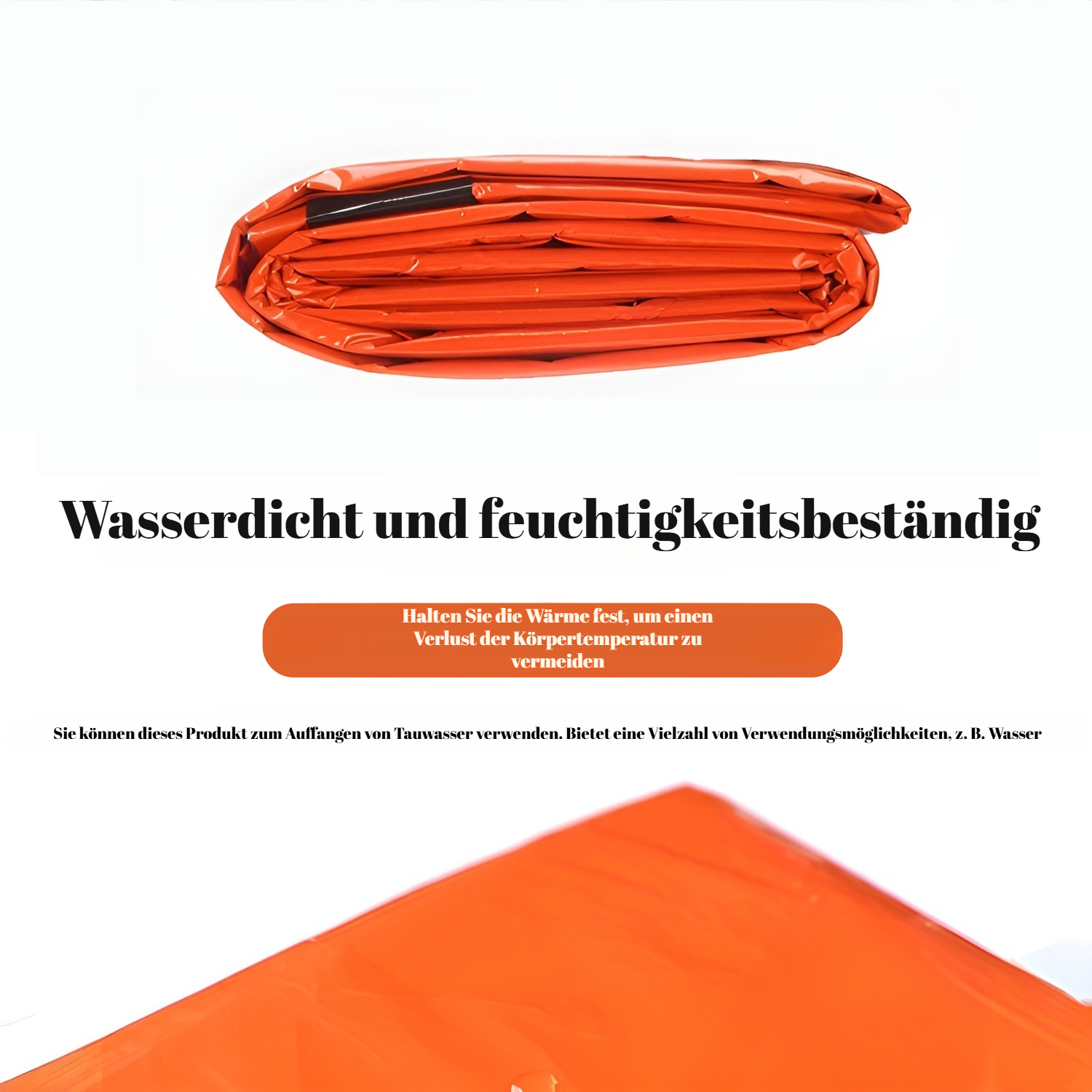 Isolierende Rettungsdecke gegen Kälte und Nässe