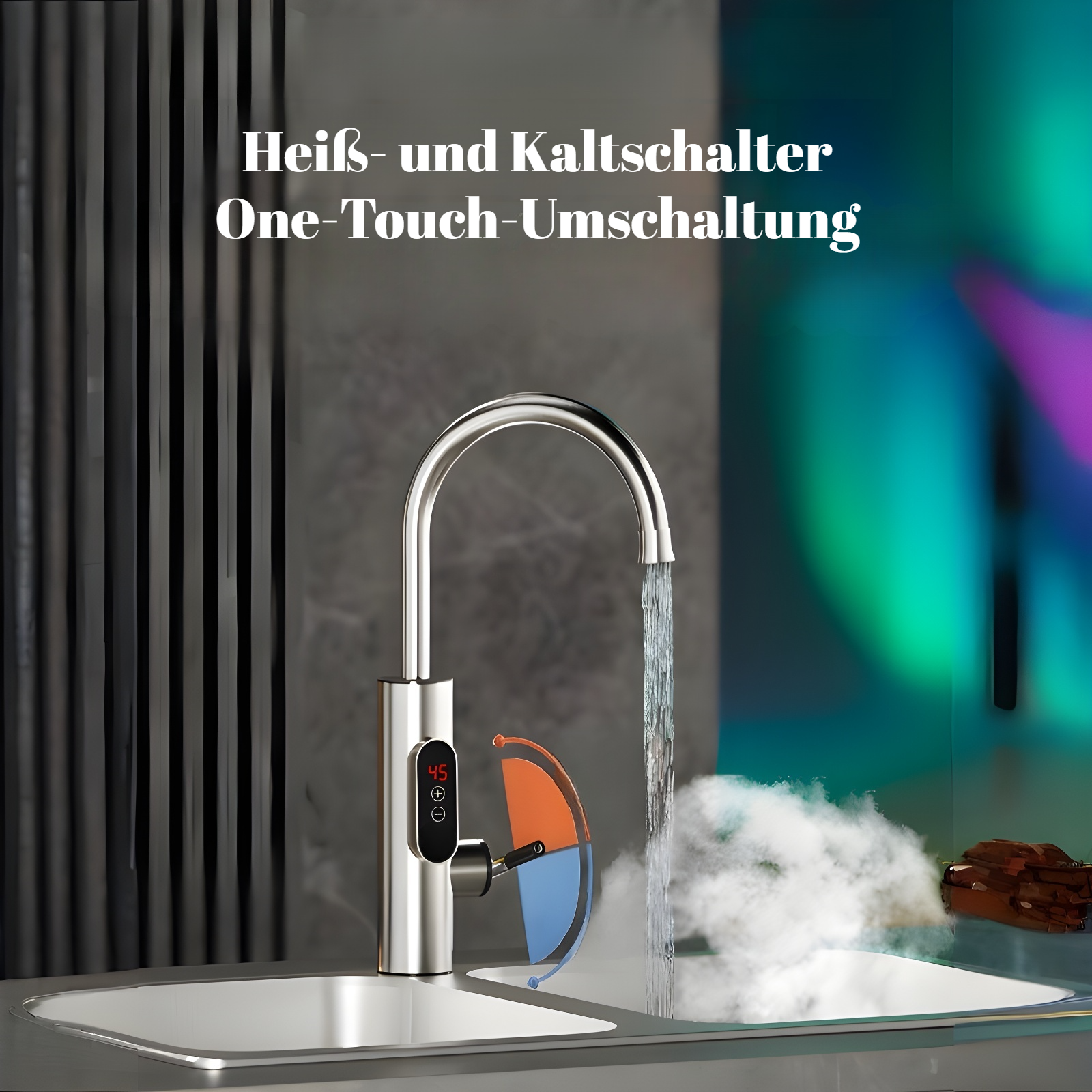 Frequenzgesteuerter, sofortiger Warmwasserhahn aus Edelstahl, konstante Temperaturregelung