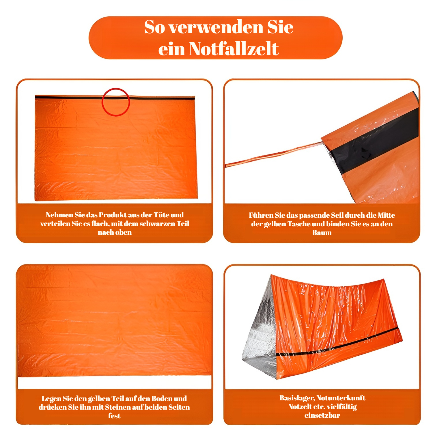 Isolierende Rettungsdecke gegen Kälte und Nässe