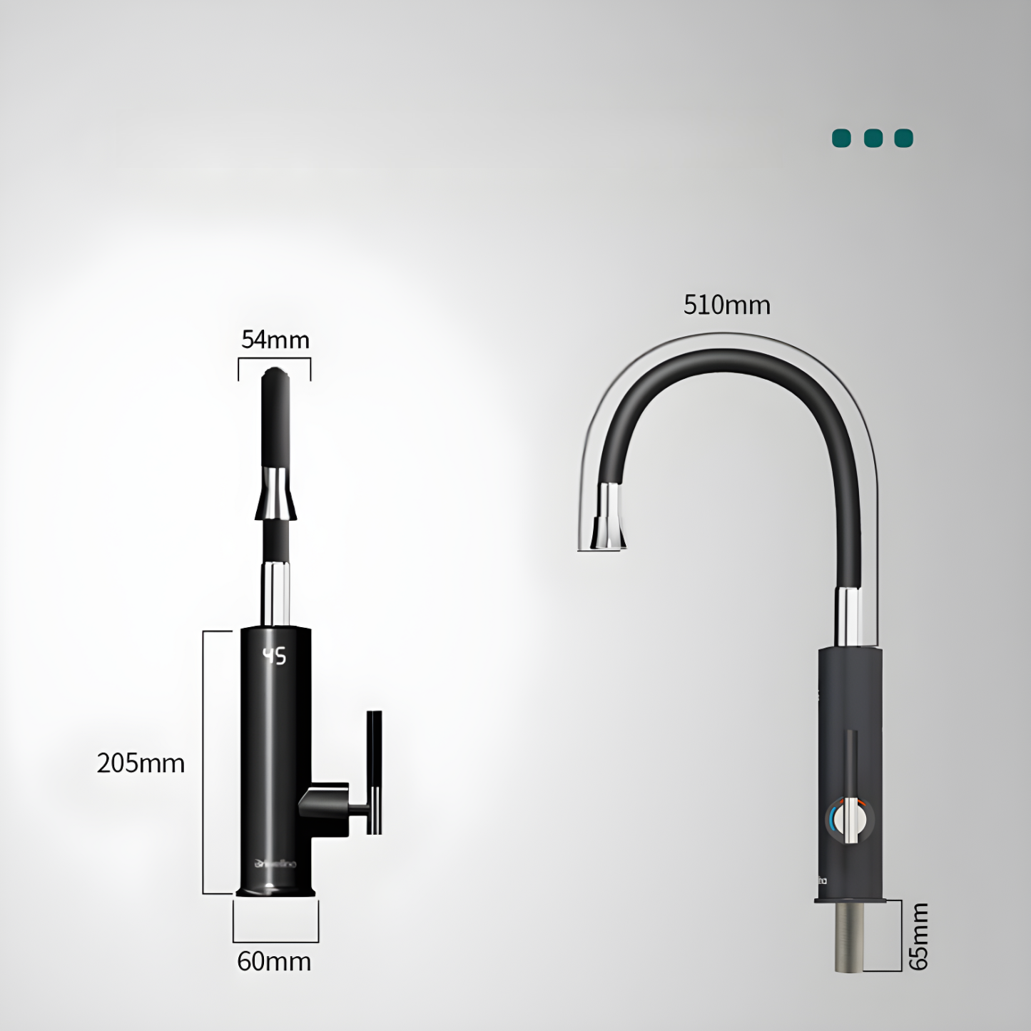 Elektrischer Wasserhahn mit Digitalanzeige aus Edelstahl