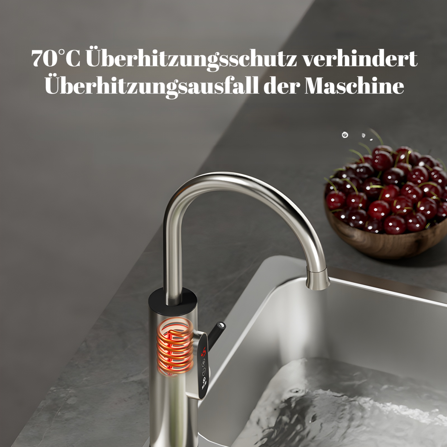 Frequenzgesteuerter, sofortiger Warmwasserhahn aus Edelstahl, konstante Temperaturregelung