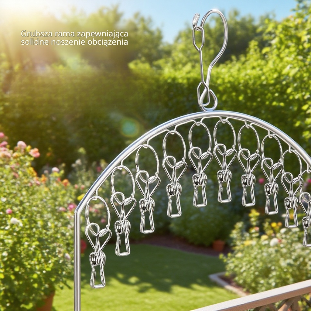 Suszarka na ubrania z grubych rur stalowych