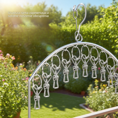 Suszarka na ubrania z grubych rur stalowych