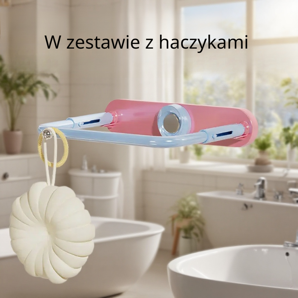 Półka na umywalkę z teleskopowym uchwytem na przyssawki