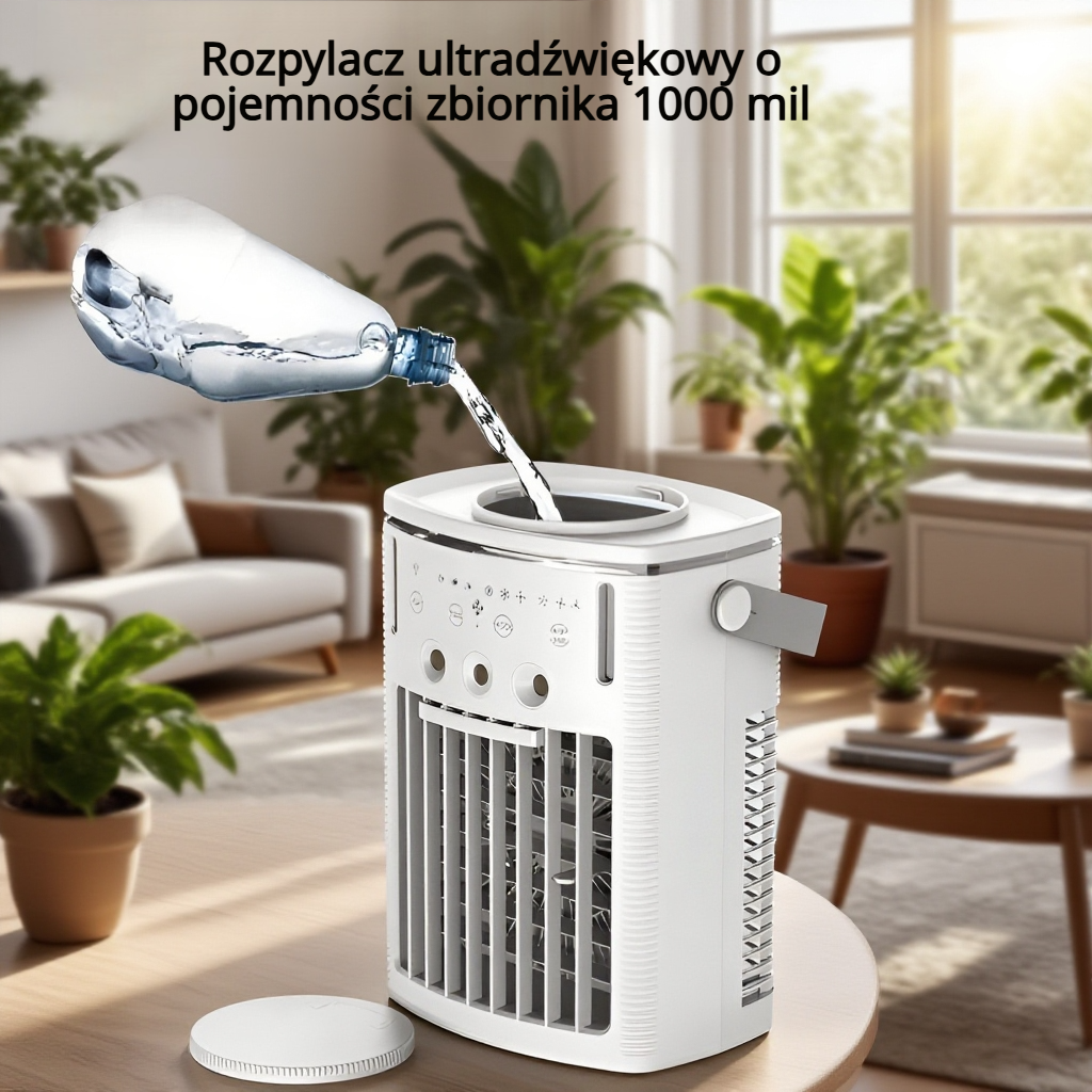 Mini chłodnica powietrza do domu z 1-litrowym zbiornikiem na wodę