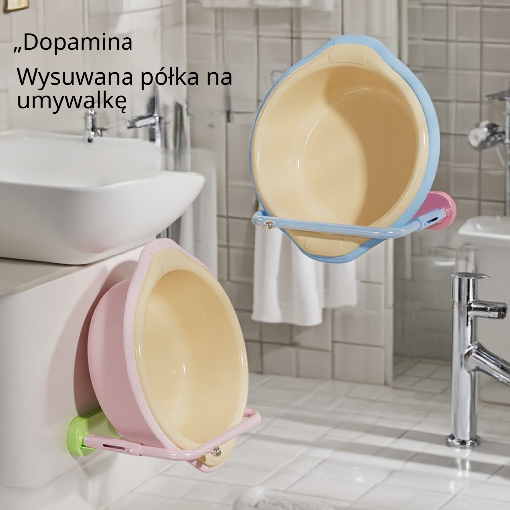 Półka na umywalkę z teleskopowym uchwytem na przyssawki