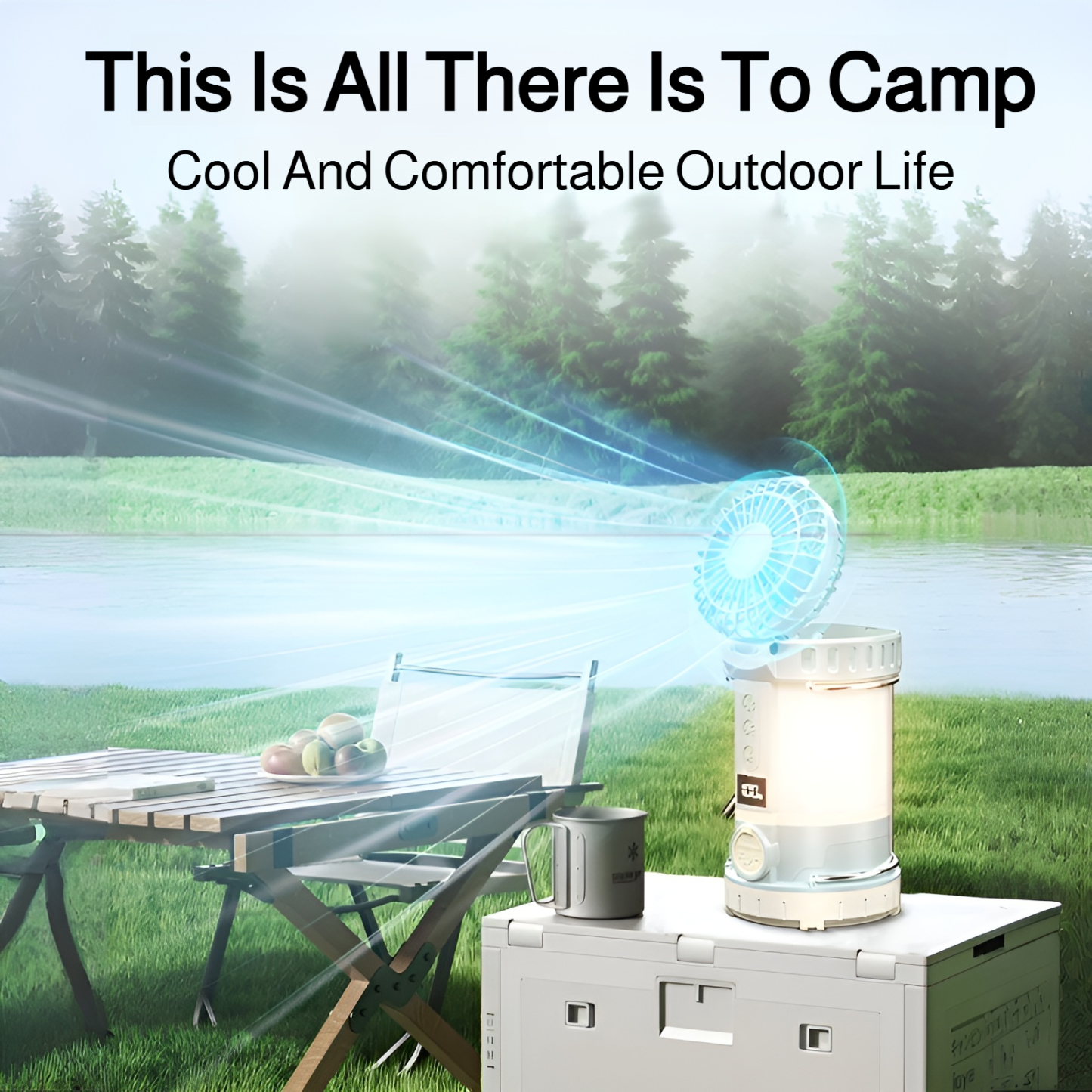 New rechargeable fan lantern multi-function LED strong light outdoor camping lamp smart digital disp