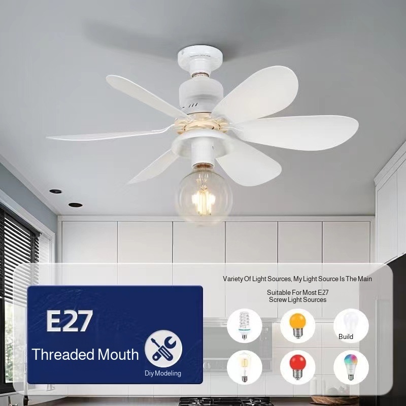 Small Screw Fan Lights Fan Lights Colorful 6Blade Living Room Abs Fan Blade Material