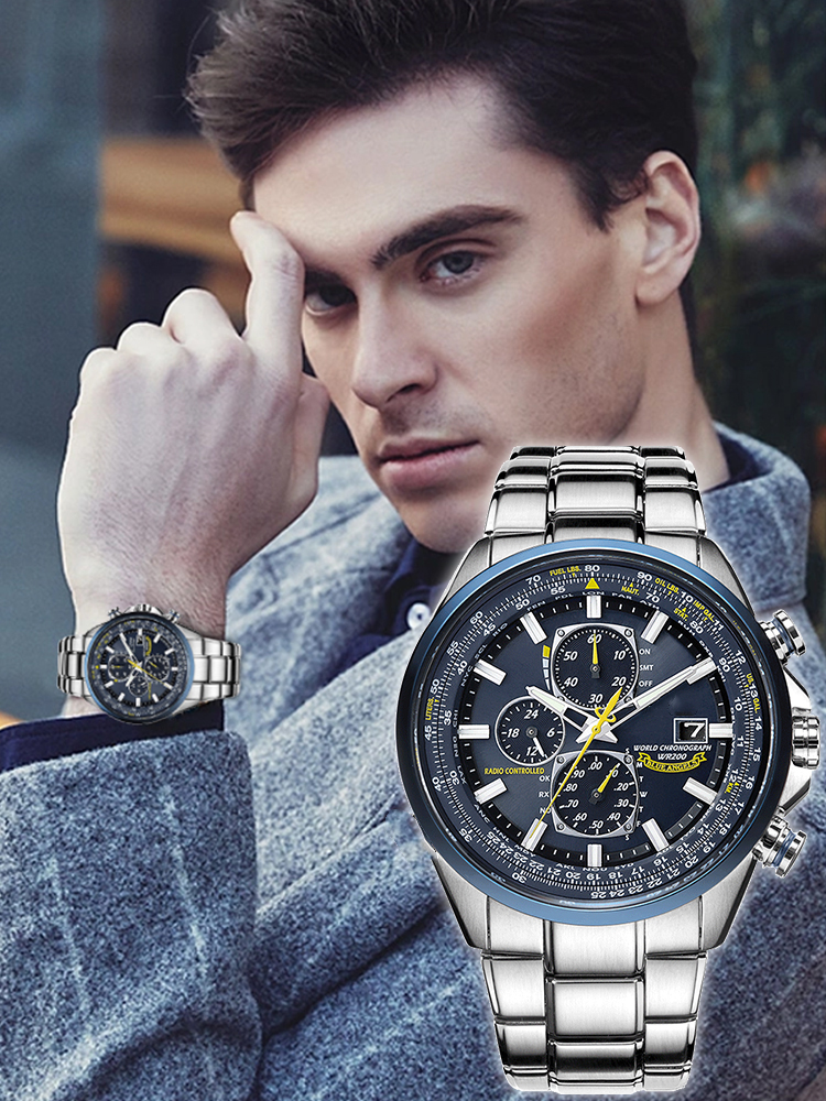 Blue Angel three-eye six-hand light-kinetic energy quartz movement flight watch✈️ Never change a battery again! ⚡️ Blue Angel light-powered flight watch with six-hand precision. ⌚