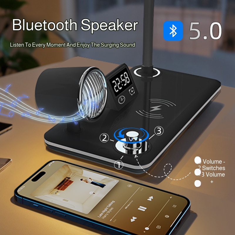 ThreeSpeed Adjustable Desk Lamp Wireless Charging Office MultiFunction