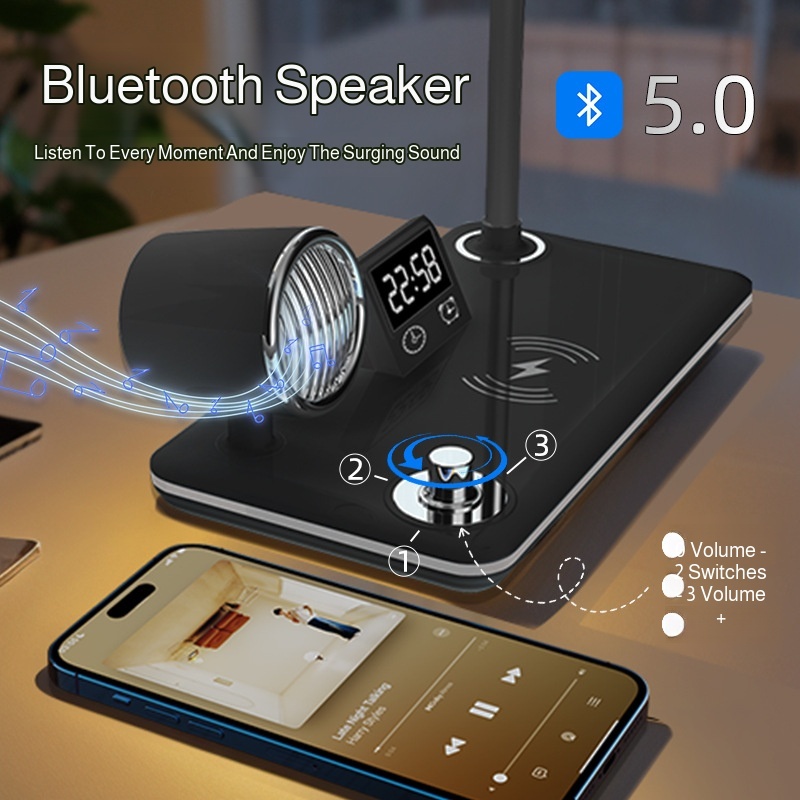 ThreeSpeed Adjustable Desk Lamp Wireless Charging Office MultiFunction
