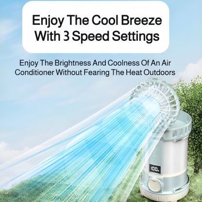 New rechargeable fan lantern multi-function LED strong light outdoor camping lamp smart digital disp